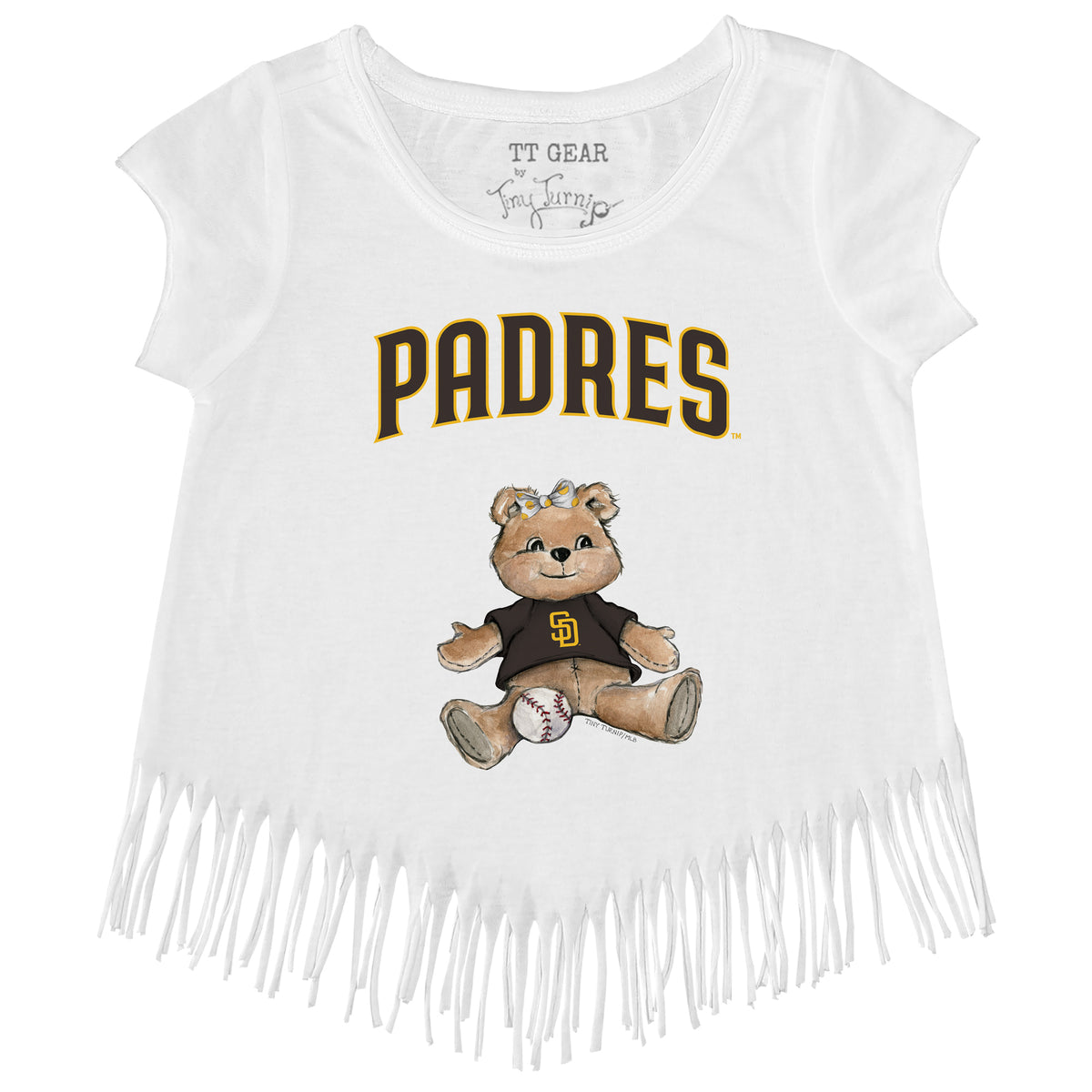San Diego Padres Girl Teddy Fringe Tee - Tiny Turnip