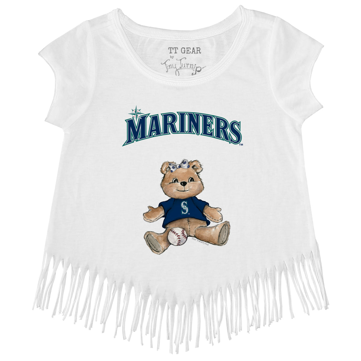 Seattle Mariners Girl Teddy Fringe Tee - Tiny Turnip