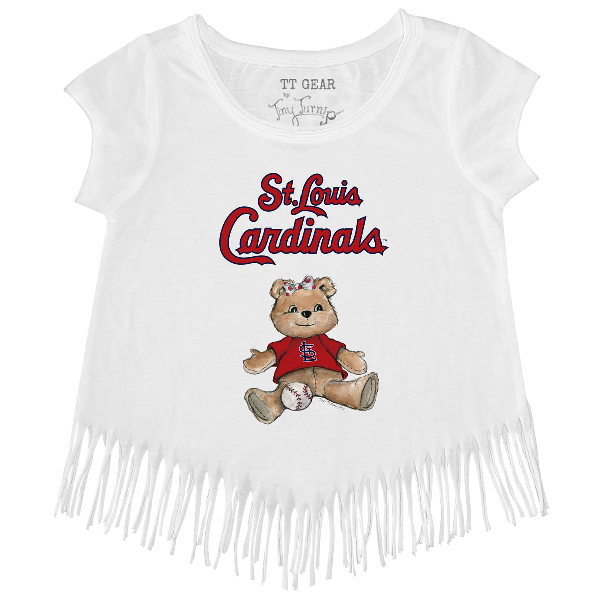 St. Louis Cardinals Girl Teddy Fringe Tee - Tiny Turnip