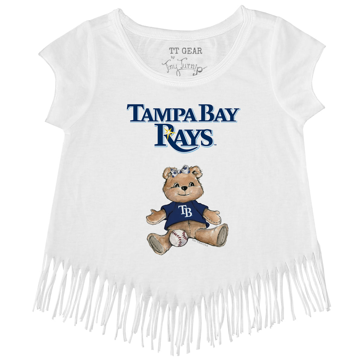 Tampa Bay Rays Girl Teddy Fringe Tee - Tiny Turnip