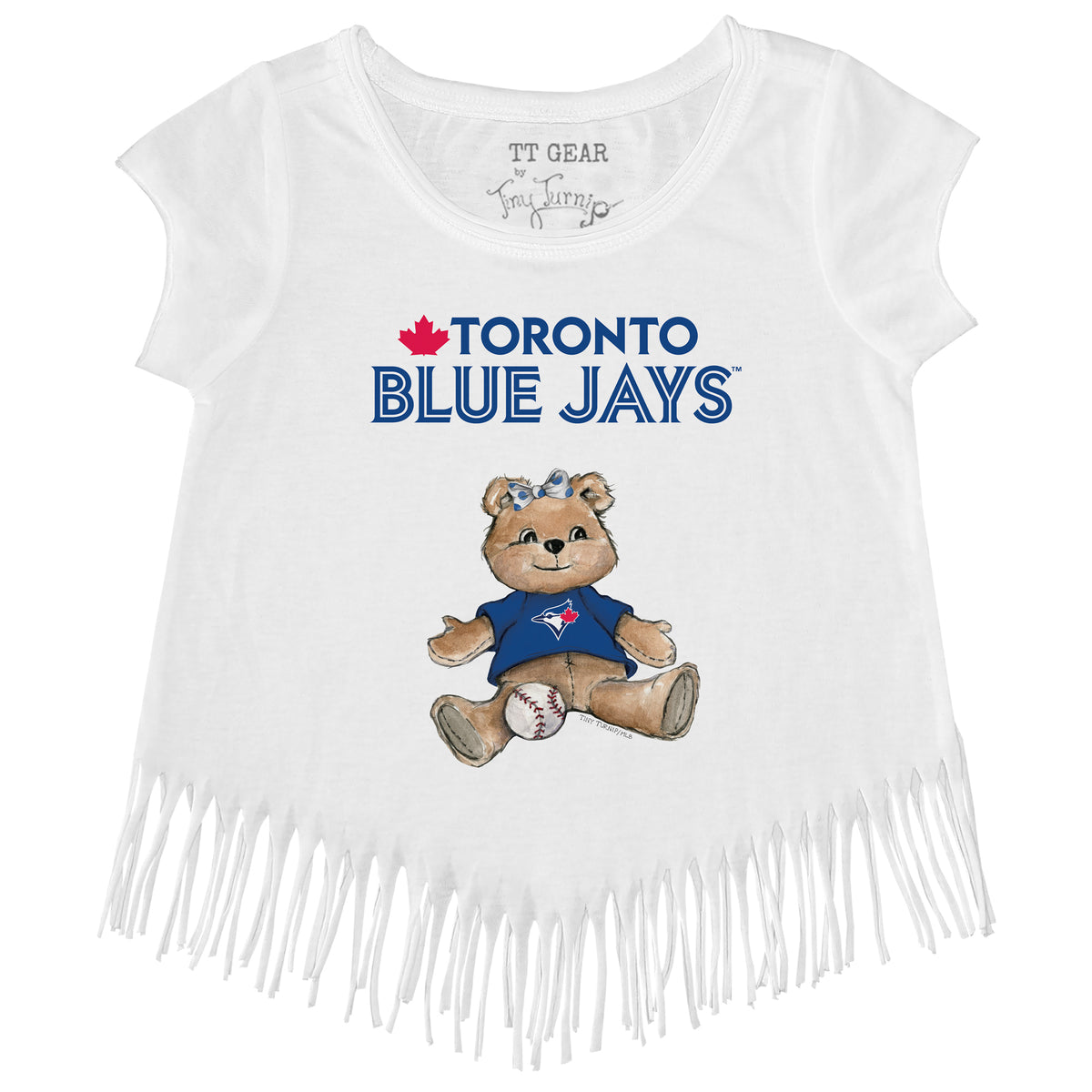 Toronto Blue Jays Girl Teddy Fringe Tee - Tiny Turnip