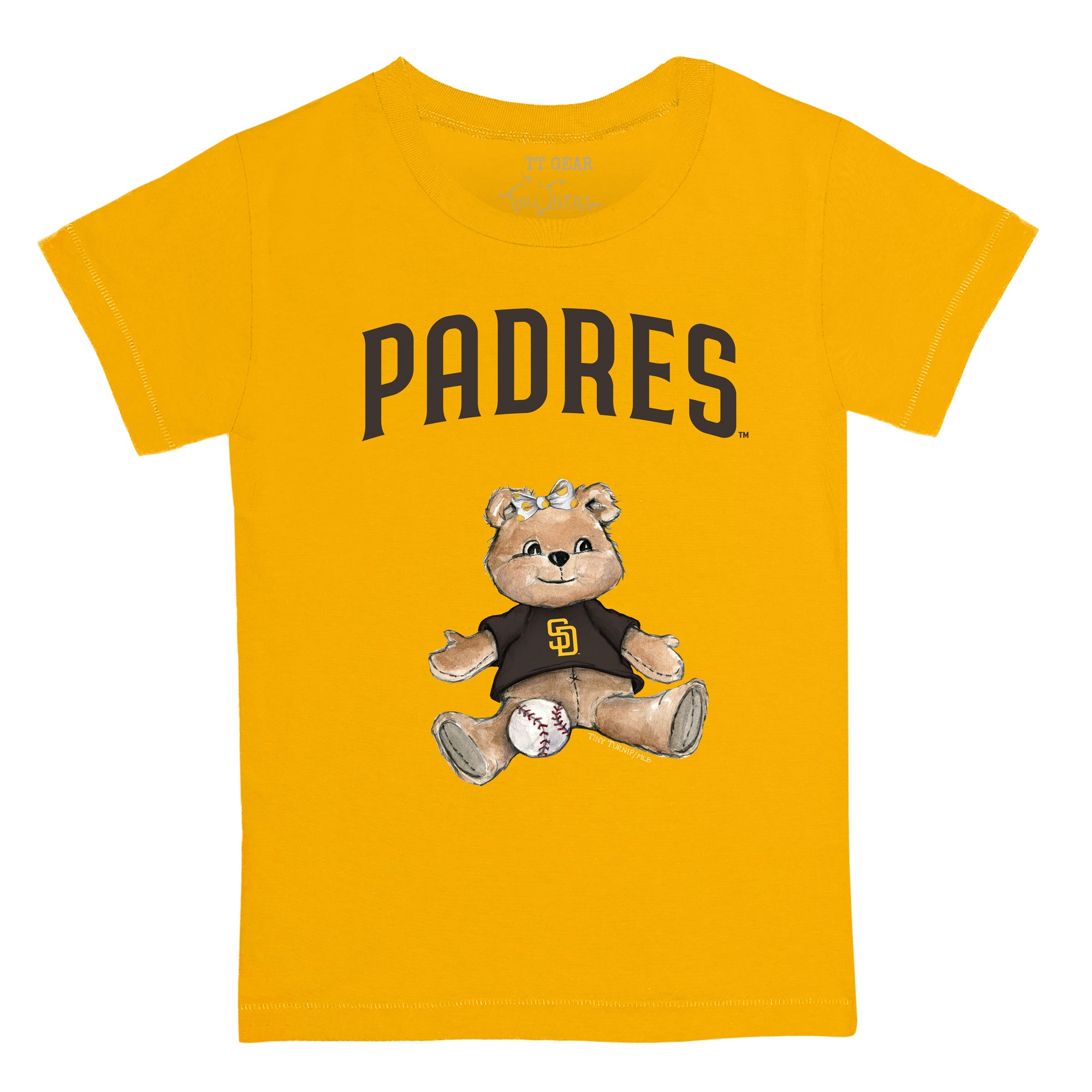 Women's Tiny Turnip White San Diego Padres Girl Teddy T-Shirt