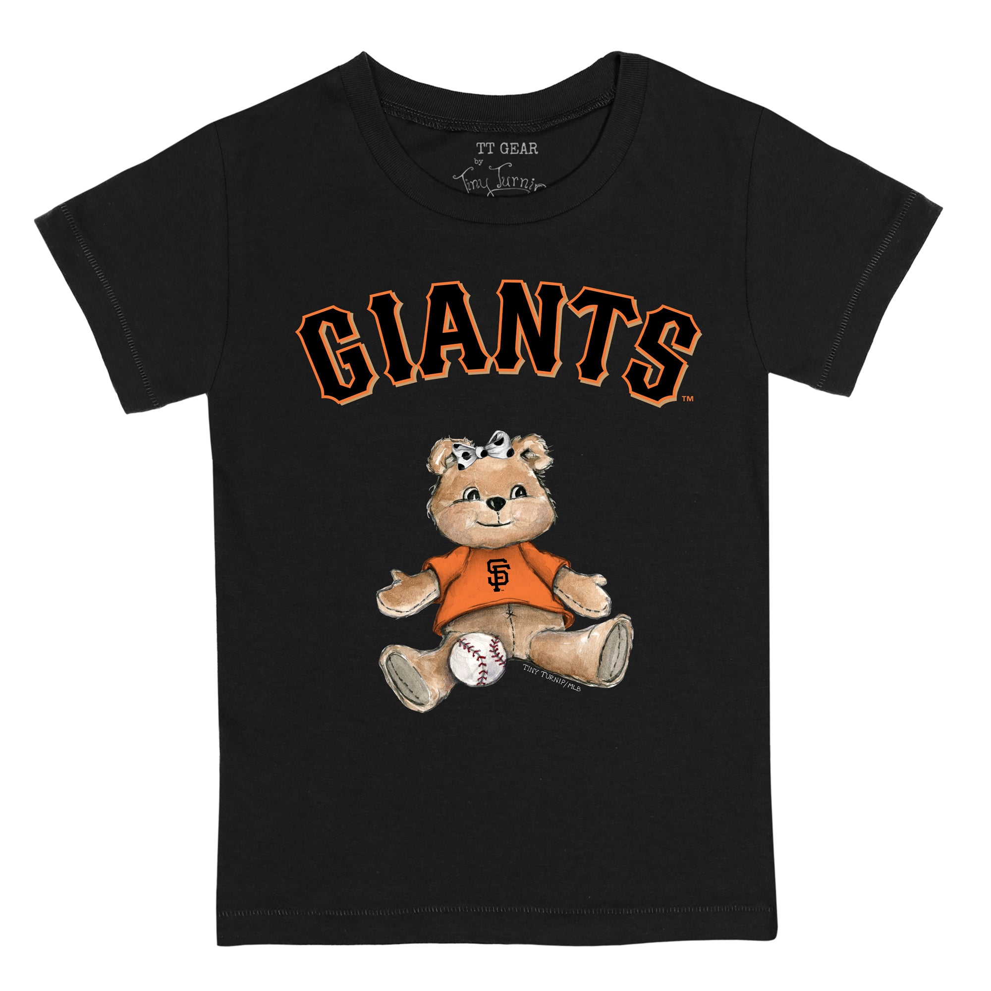 San Francisco Giants Tiny Turnip Women's Girl Teddy 3/4-Sleeve Raglan  T-Shirt - White/Black