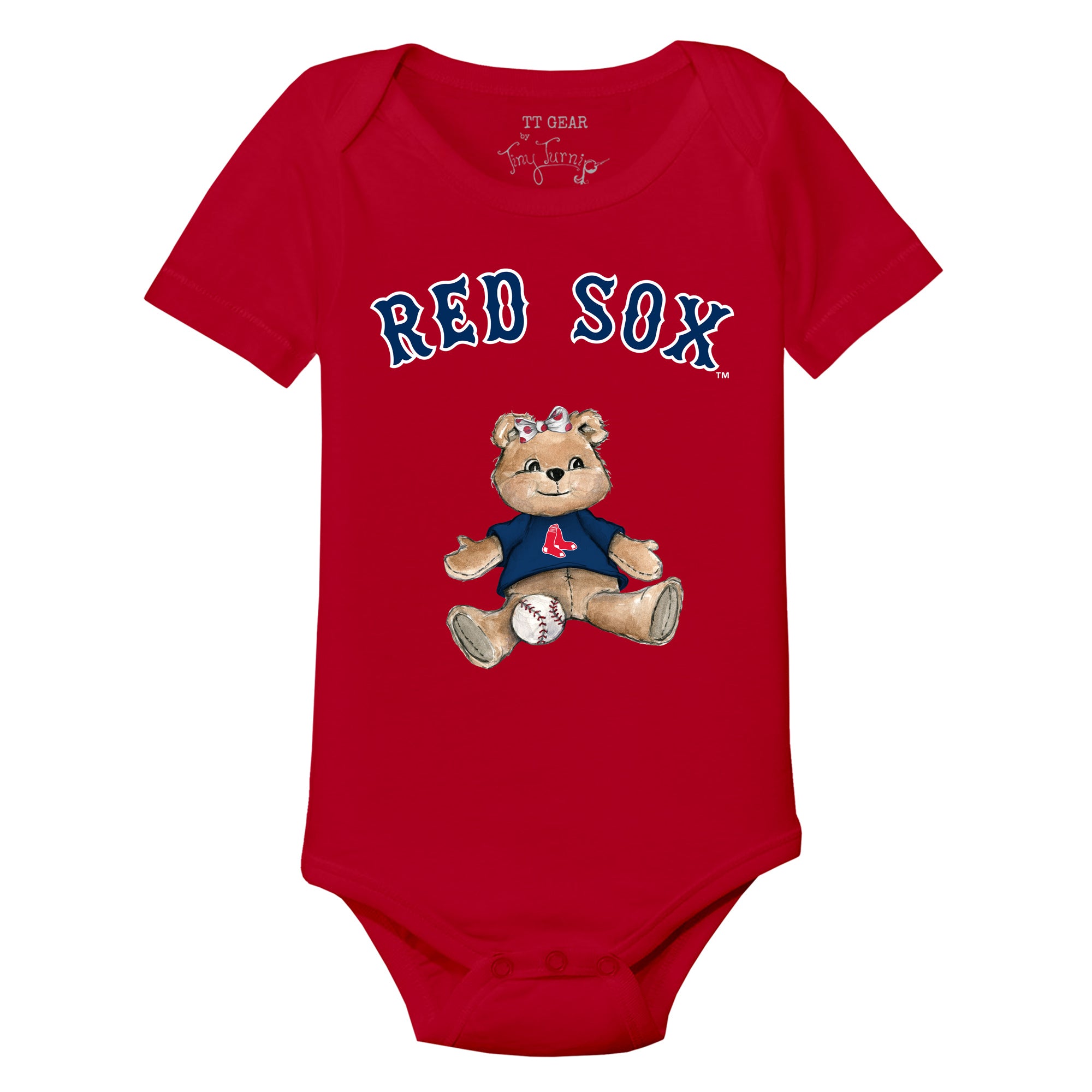 Boston Red Sox Tiny Turnip Infant Girl Teddy T-Shirt - White