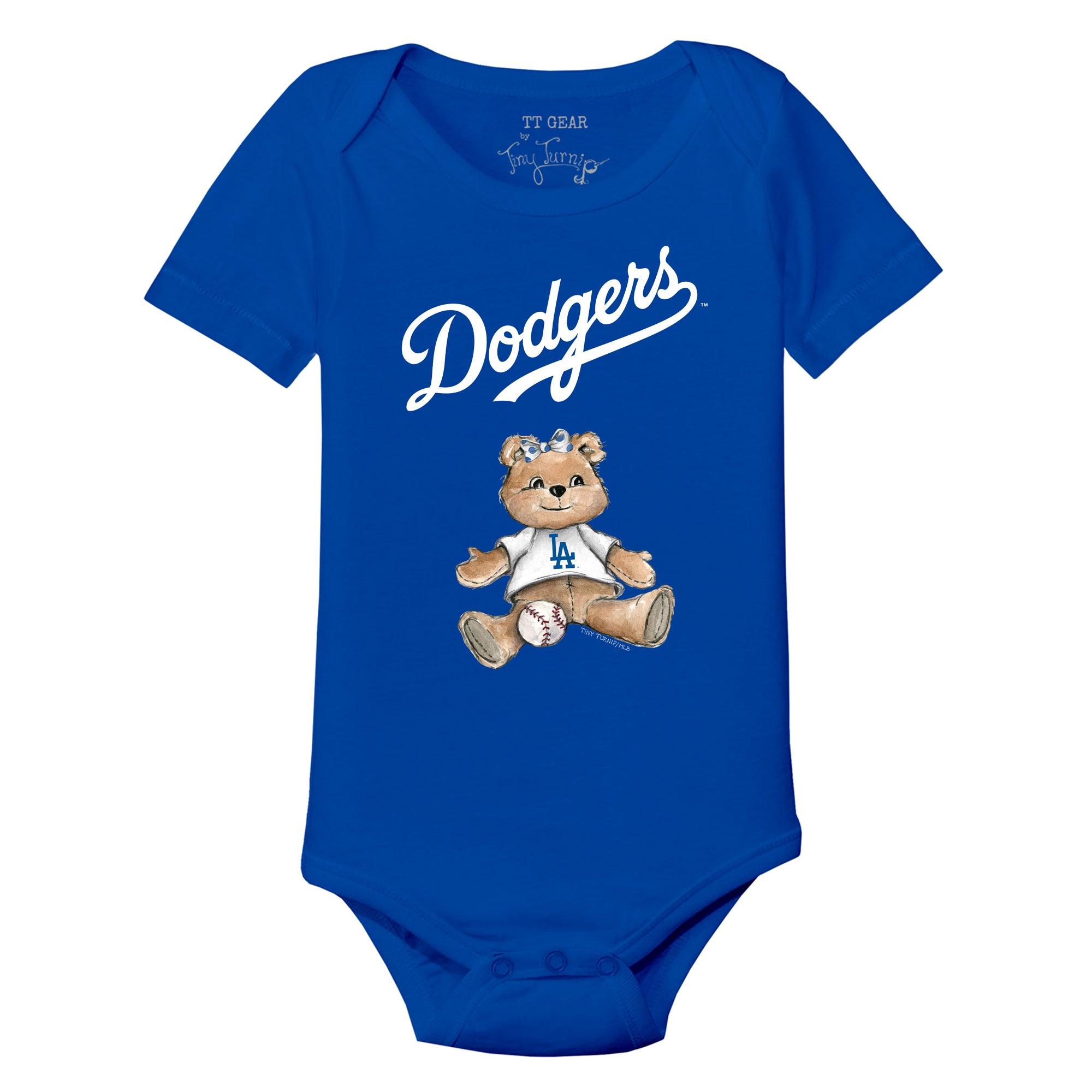 Los Angeles Dodgers Tiny Turnip Toddler Girl Teddy T-Shirt - White