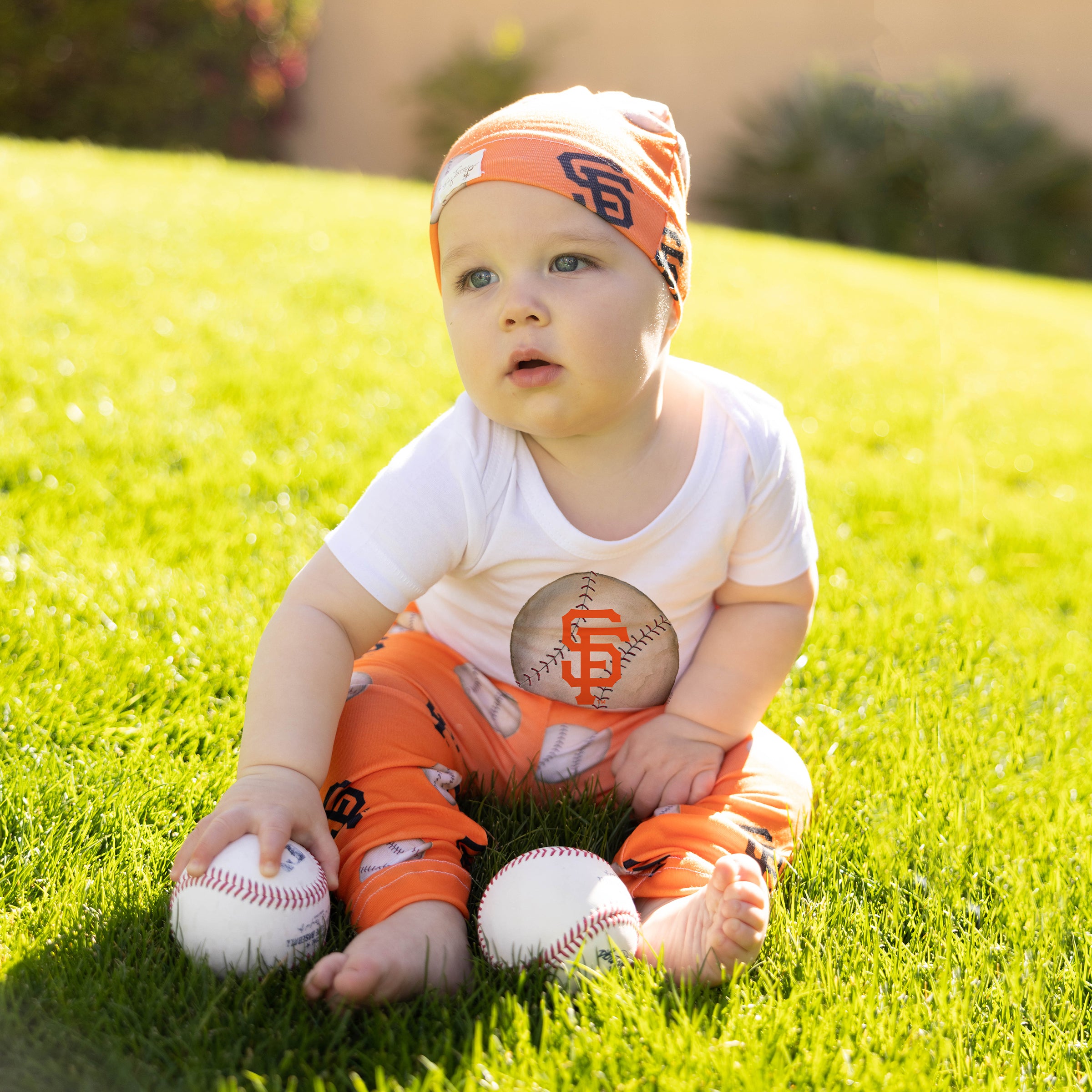 Tiny Turnip Made-to-Order MLB Team Color Infant 3-Piece Snapper, Fabric Leggings and Beanie Gift Set 6M