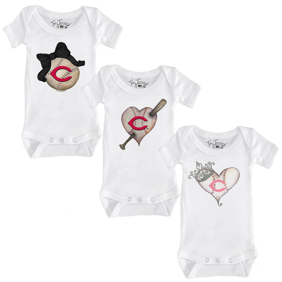 Cincinnati Reds Hearts and Bows Short Sleeve Snapper Bundle