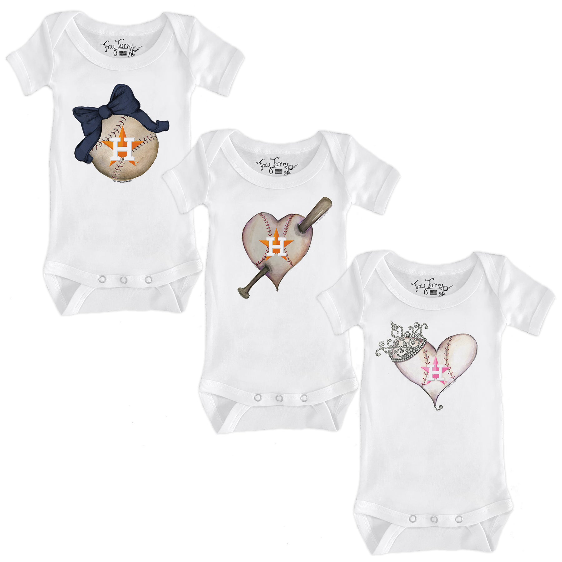 Houston Astros Hearts and Bows Short Sleeve Snapper Bundle