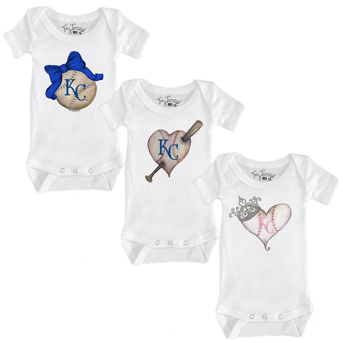 Kansas City Royals Hearts and Bows Short Sleeve Snapper Bundle
