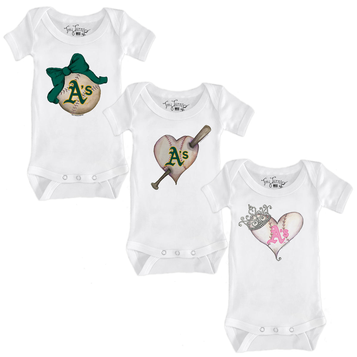 Oakland Athletics Hearts and Bows Short Sleeve Snapper Bundle