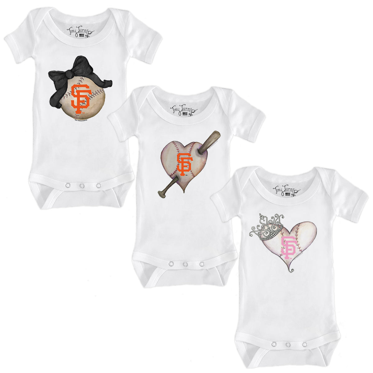 San Francisco Giants Hearts and Bows Short Sleeve Snapper Bundle