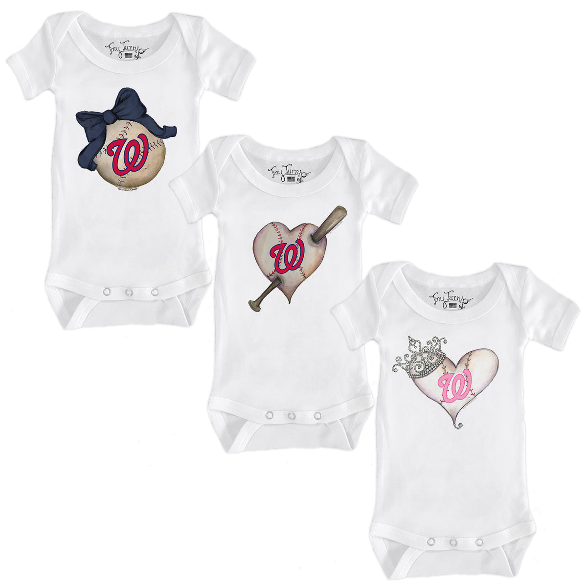 Washington Nationals Hearts and Bows Short Sleeve Snapper Bundle