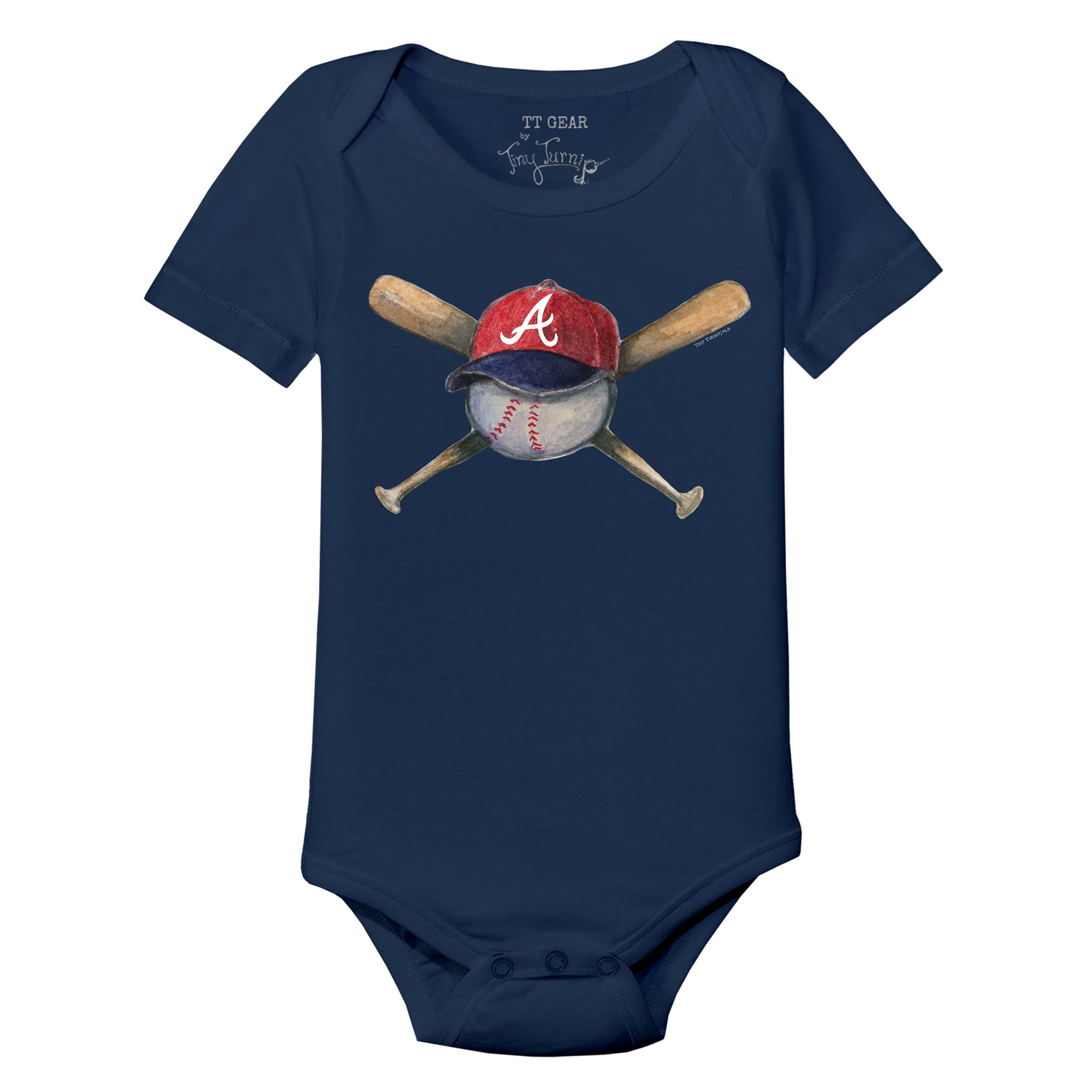 Infant Tiny Turnip Navy Atlanta Braves Baseball Cross Bats T-Shirt