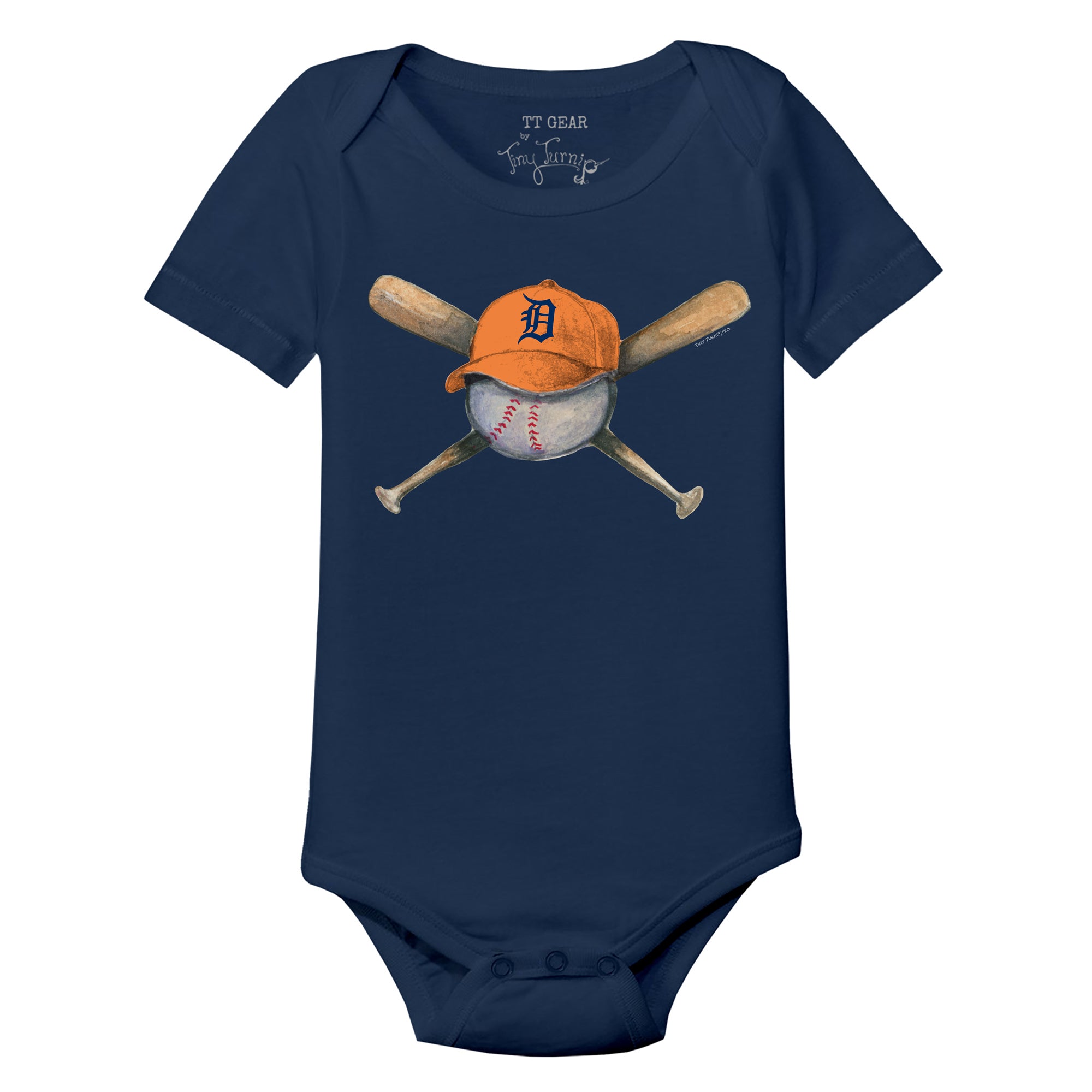 Detroit Tigers Tiny Turnip Infant Hat Crossbats T-Shirt - Navy