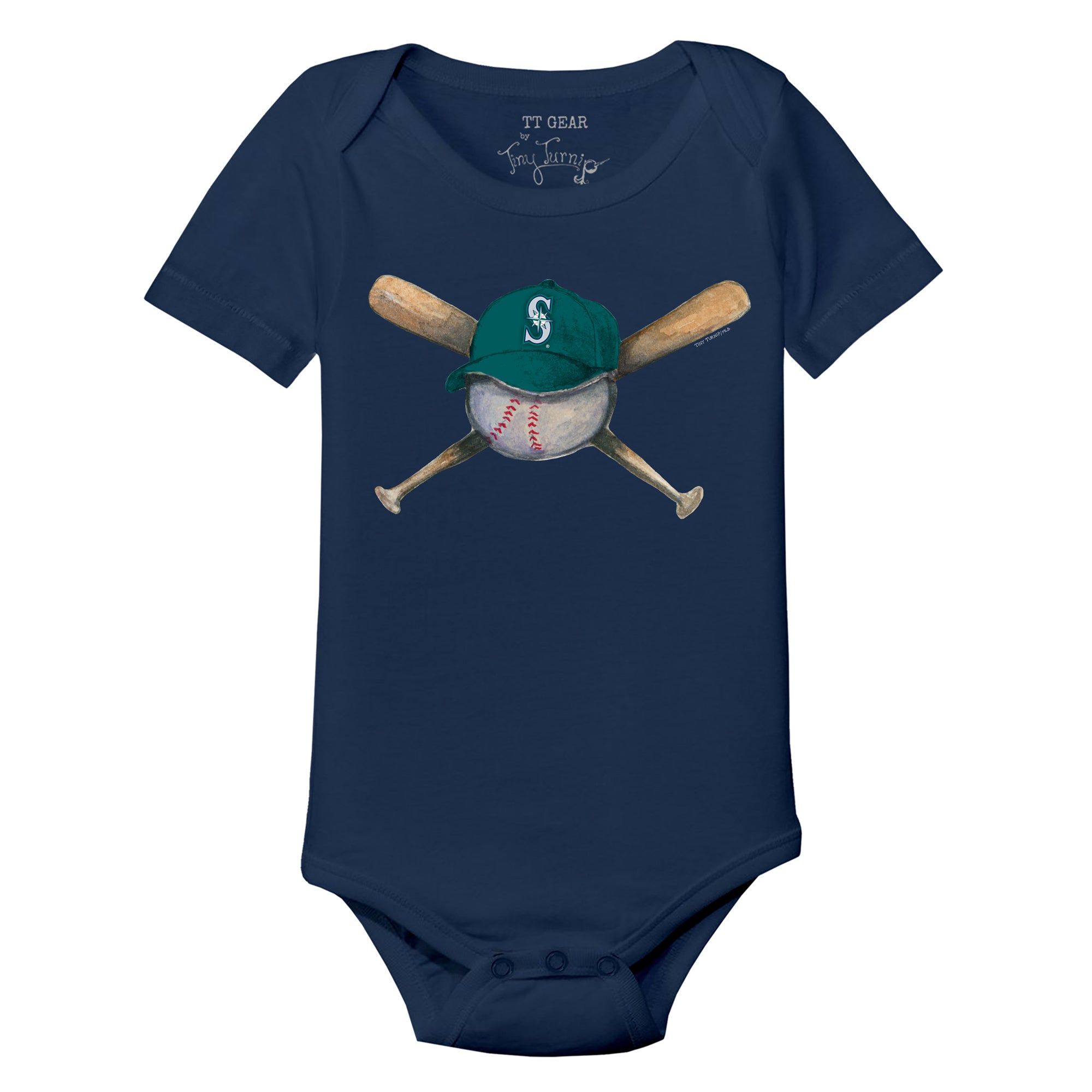 Youth Tiny Turnip Navy Atlanta Braves Baseball Cross Bats T-Shirt Size: Small