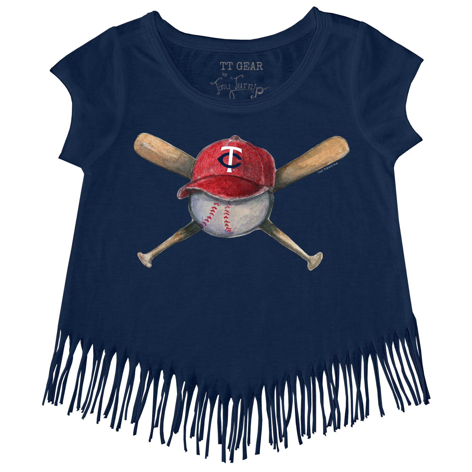 Infant Tiny Turnip White/Navy Minnesota Twins Baseball Cross Bats Raglan 3/4 Sleeve T-Shirt