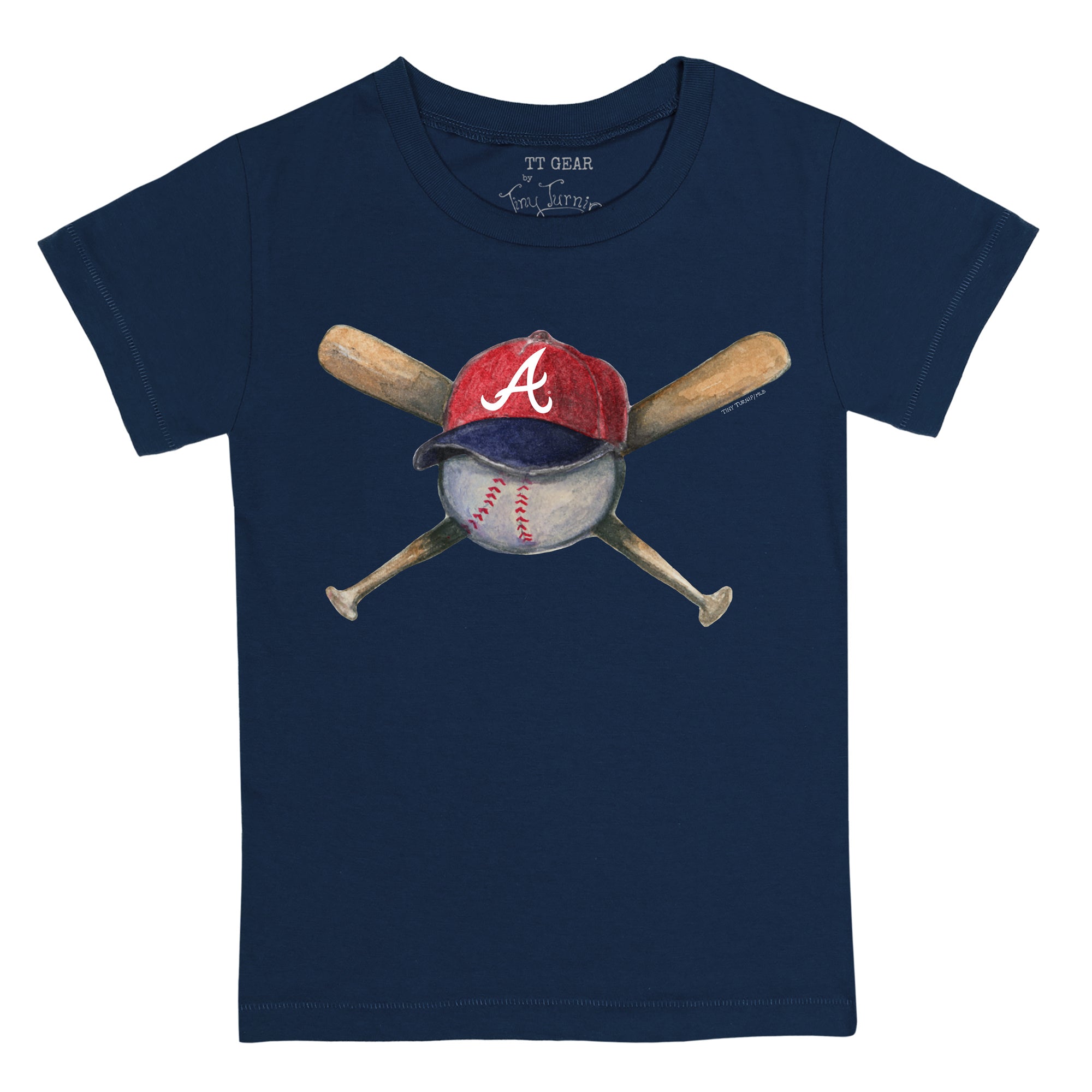 Atlanta Braves Tiny Turnip Youth Hat Crossbats T-Shirt - White