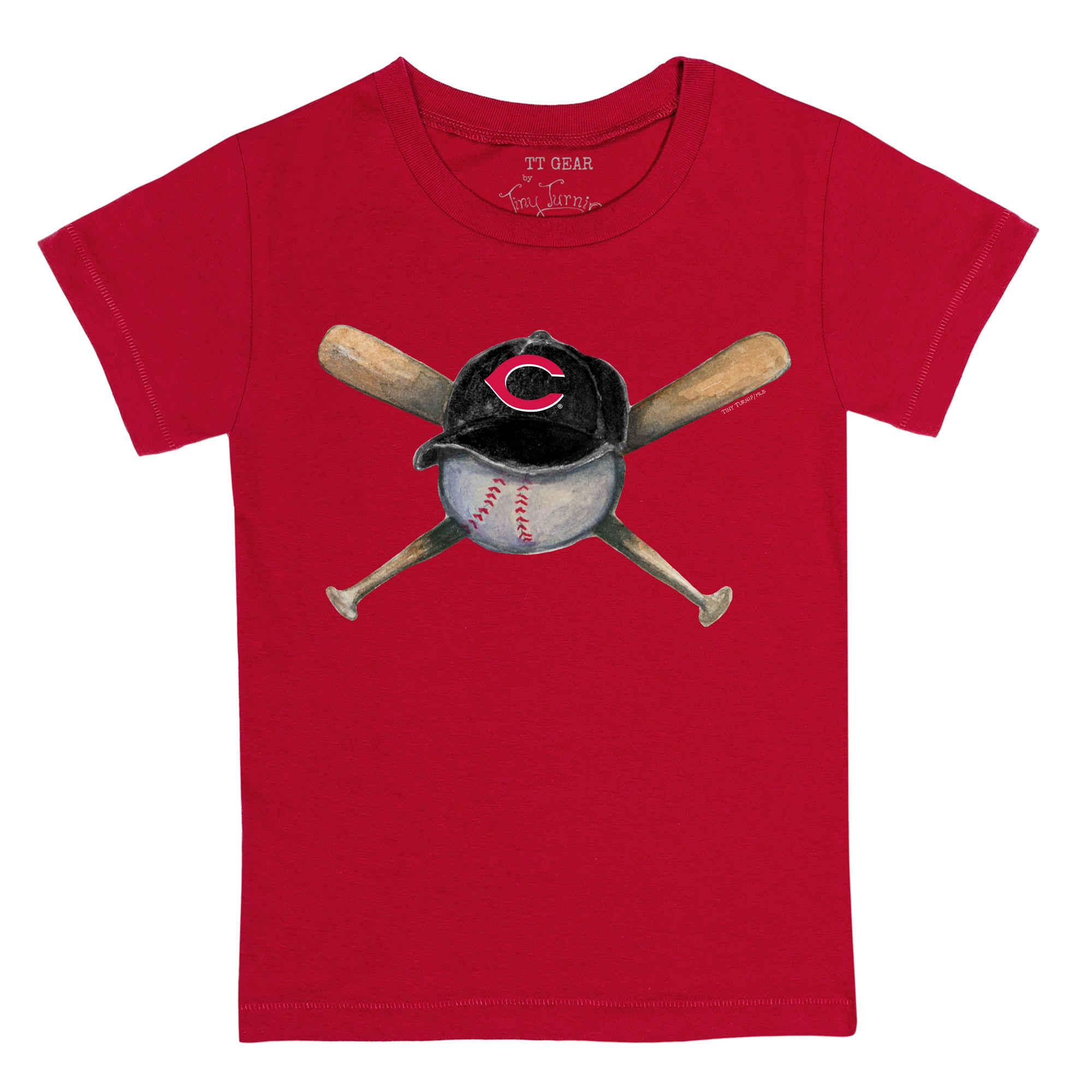 Youth Tiny Turnip White/Red Cincinnati Reds Baseball Cross Bats 3/4-Sleeve Raglan T-Shirt Size: Large