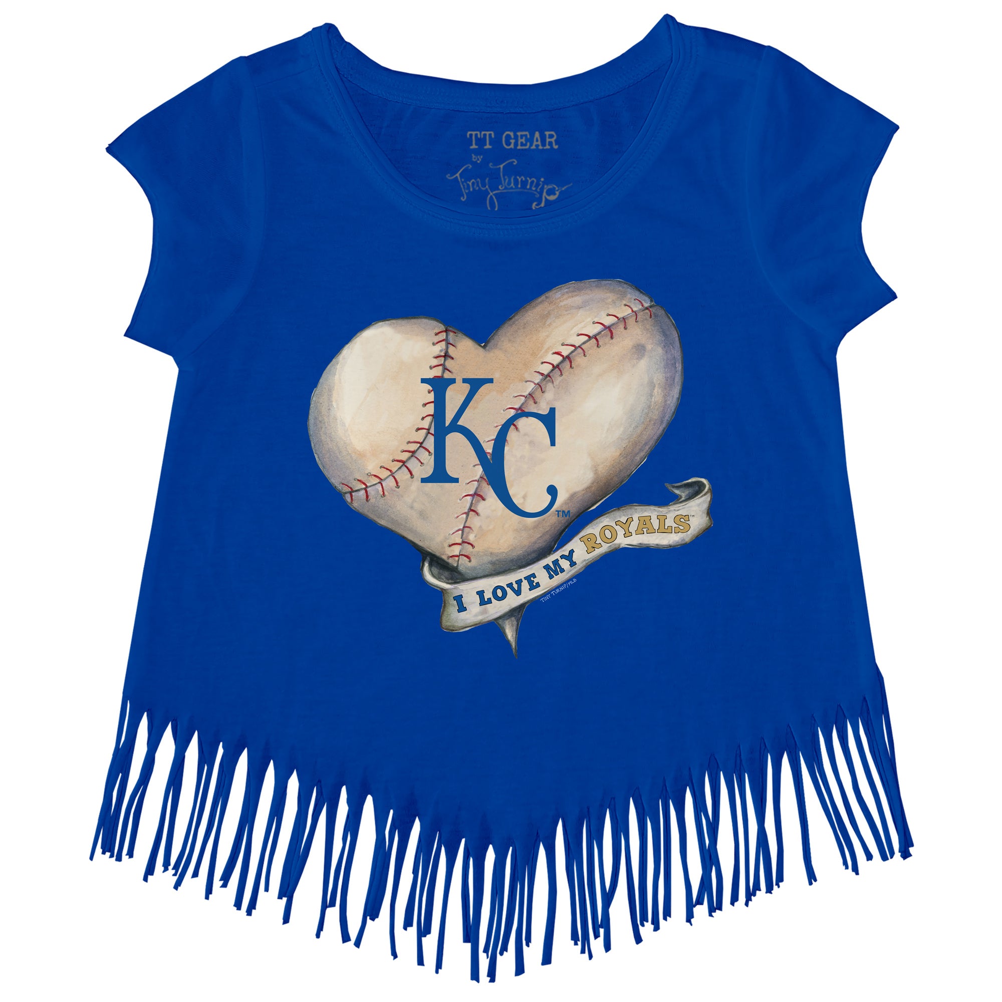 Tiny Turnip Kansas City Royals Baseball Heart Banner Tee Shirt Women's XL / Royal Blue