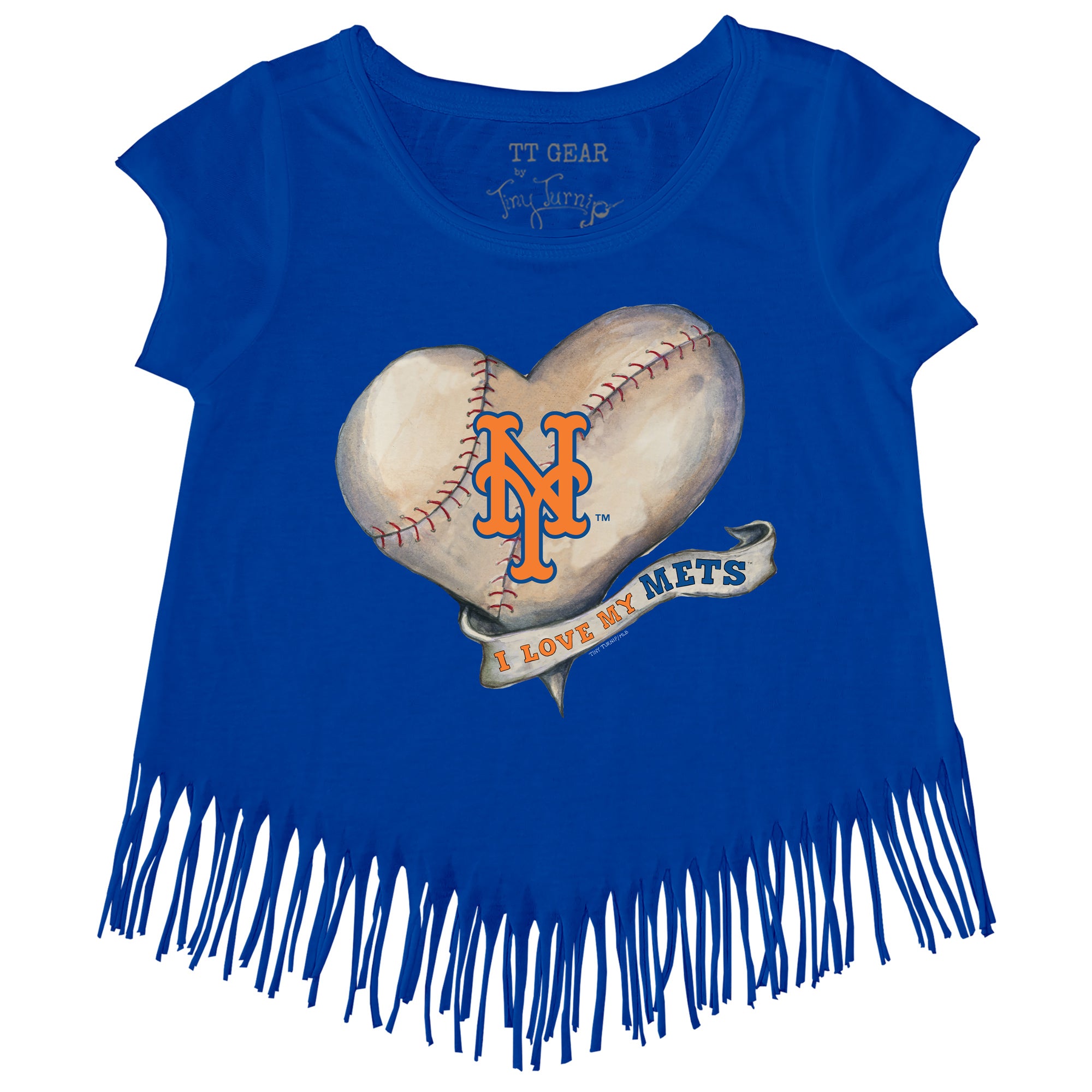 Youth Tiny Turnip White/Royal New York Mets Baseball Flag 3/4-Sleeve Raglan T-Shirt Size: Medium