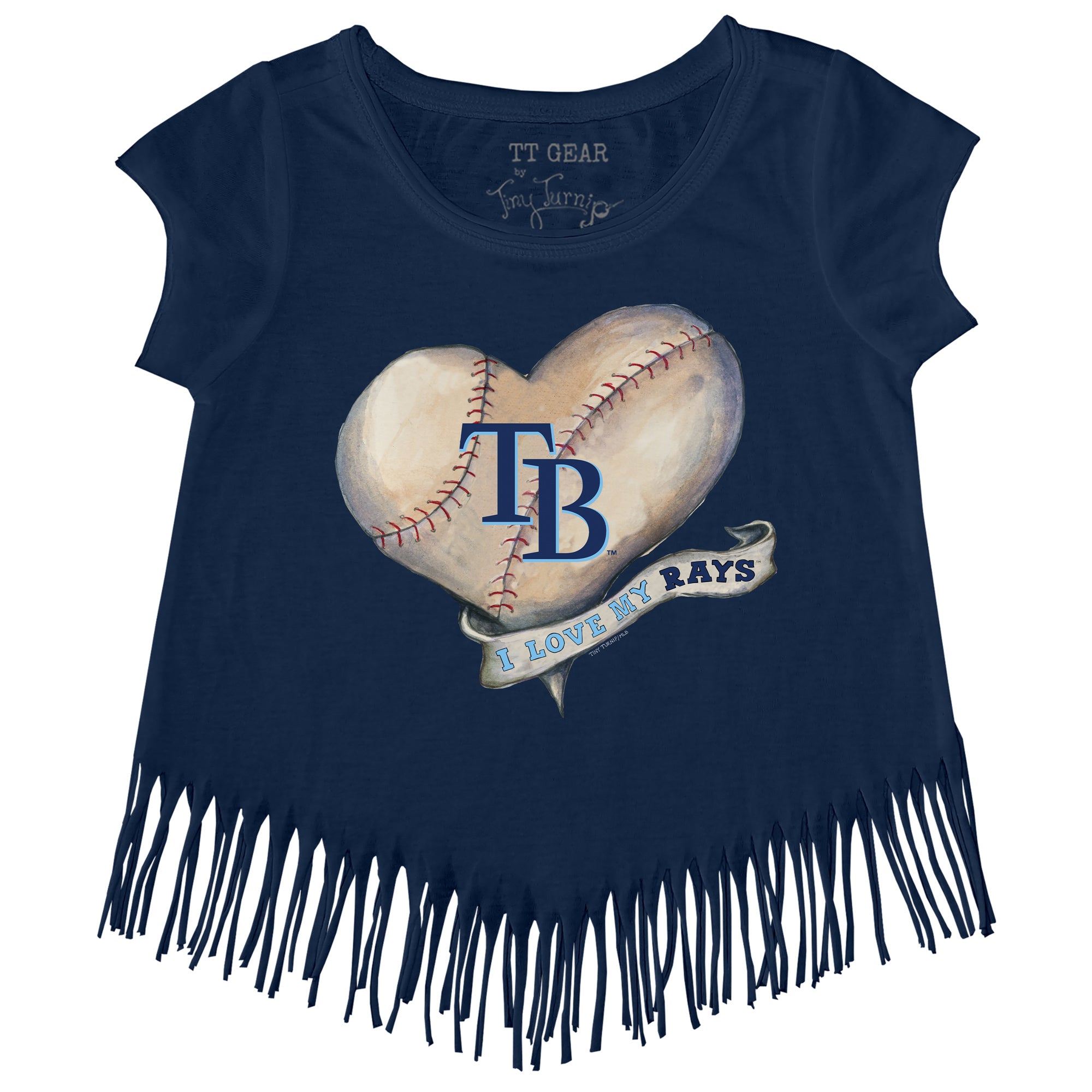 Tampa Bay Rays Baseball Heart Banner 3/4 Navy Blue Sleeve Raglan 3T