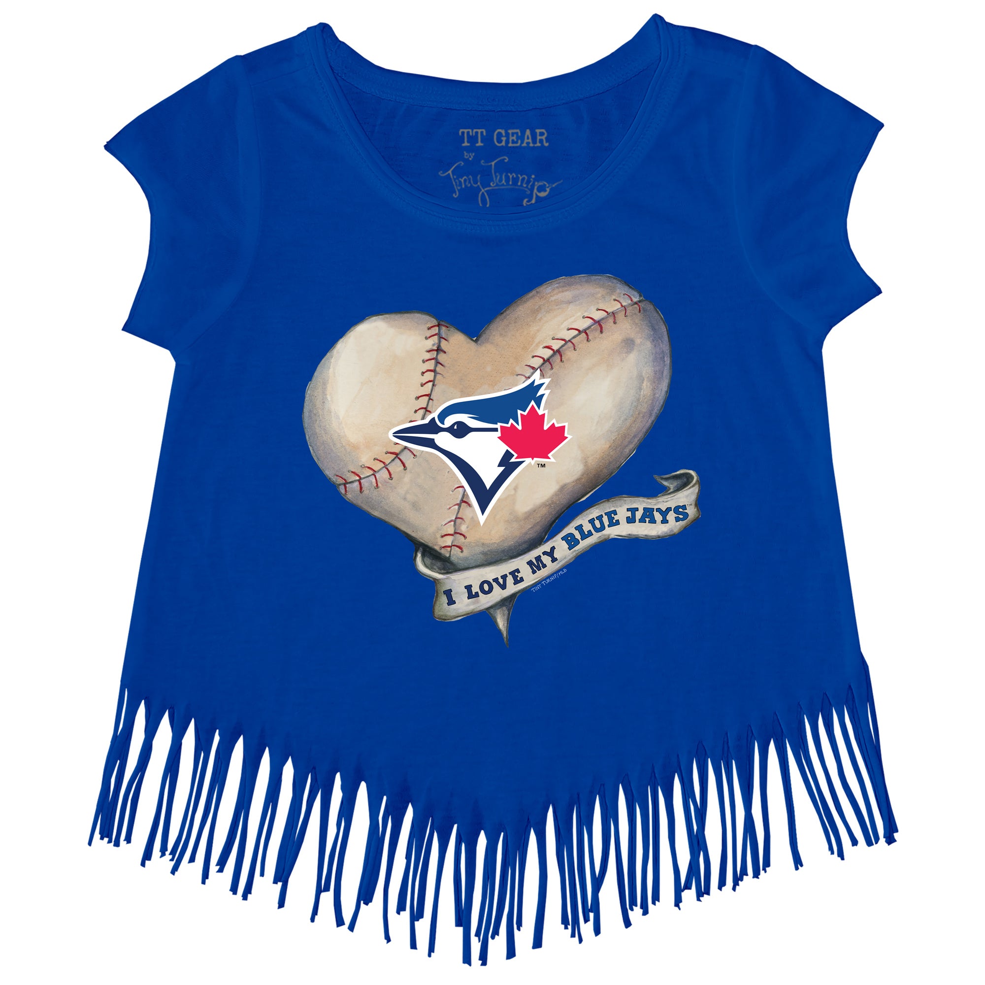 Toronto Blue Jays Baseball Heart Banner Fringe Tee 3T / Royal Blue