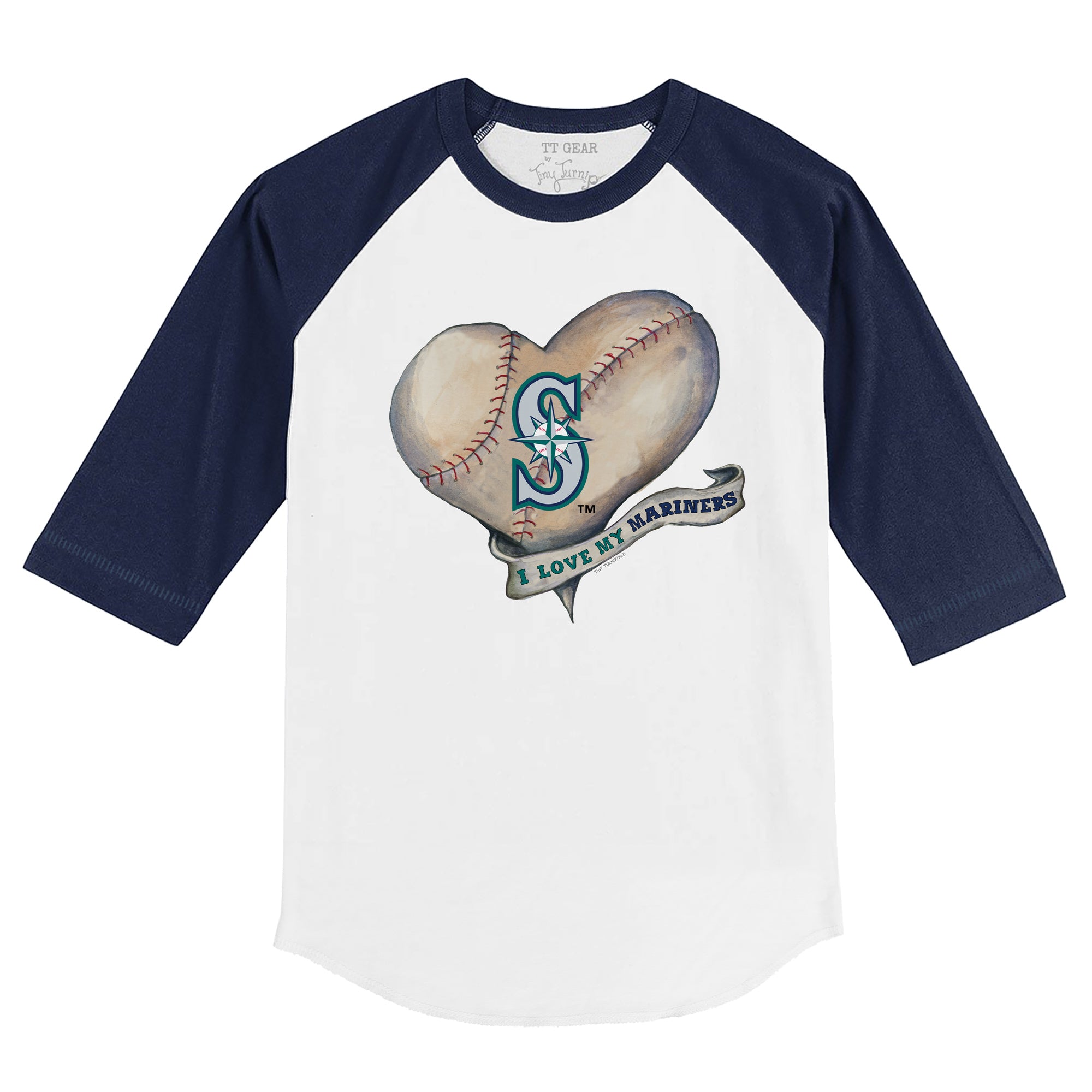 Seattle Mariners Tiny Turnip Girls Youth Tiara Heart Fringe T-Shirt - Navy