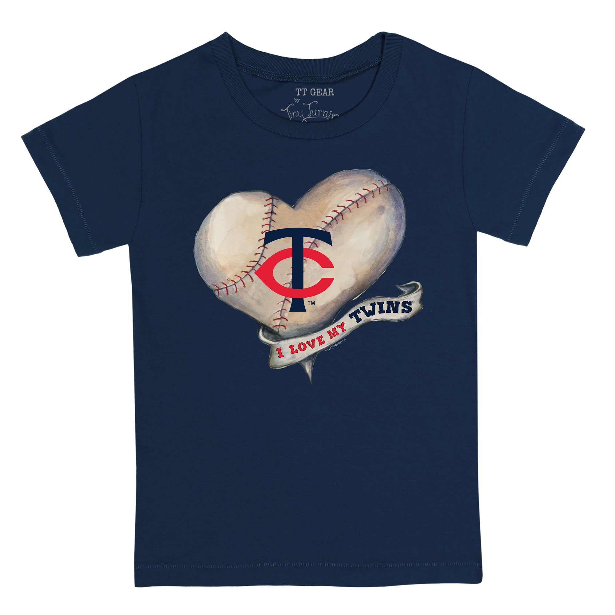 Women's Minnesota Twins Tiny Turnip White/Navy Baseball Love Raglan  3/4-Sleeve T-Shirt