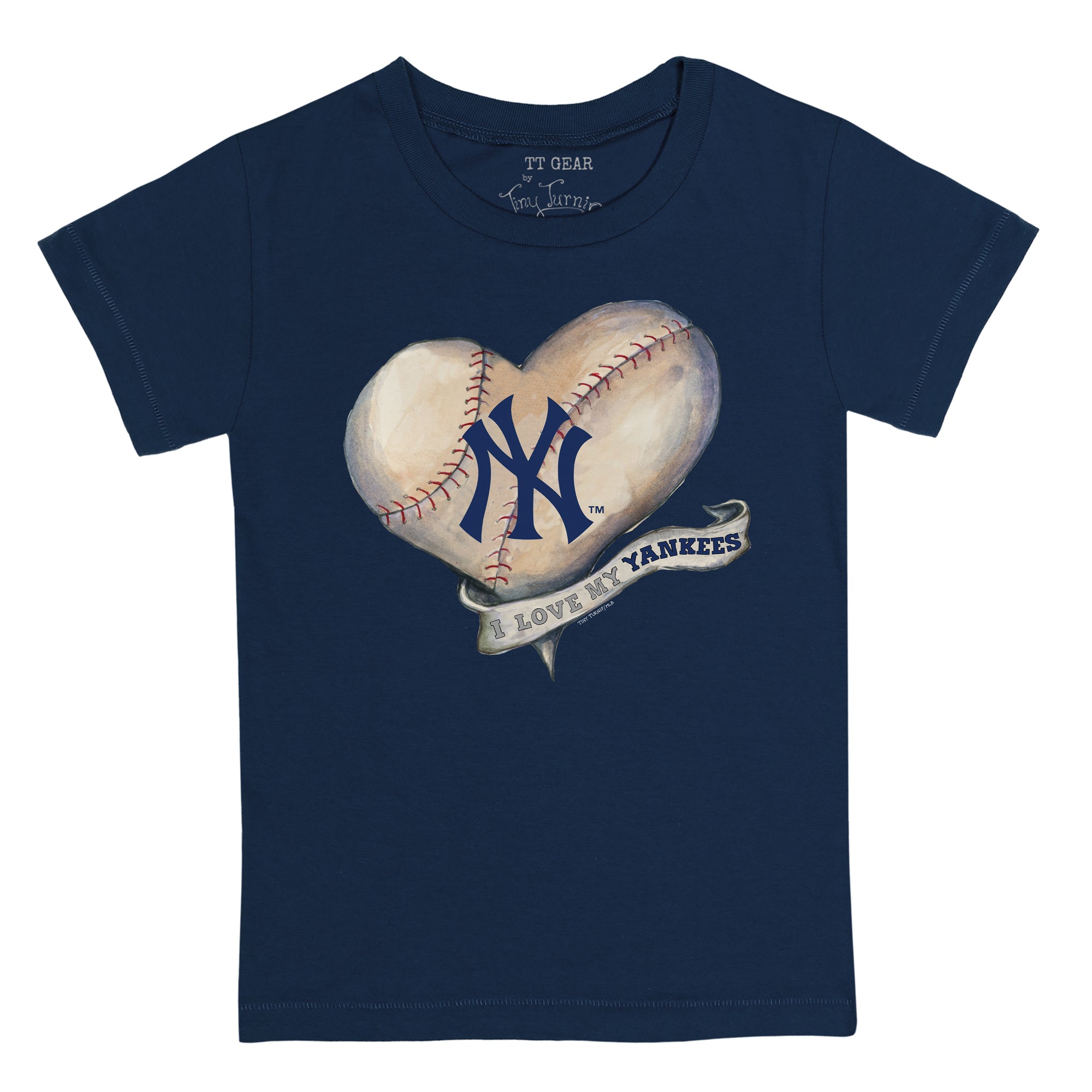 New York Yankees Tiny Turnip Girls Toddler Lucky Charm Fringe T-Shirt -  White