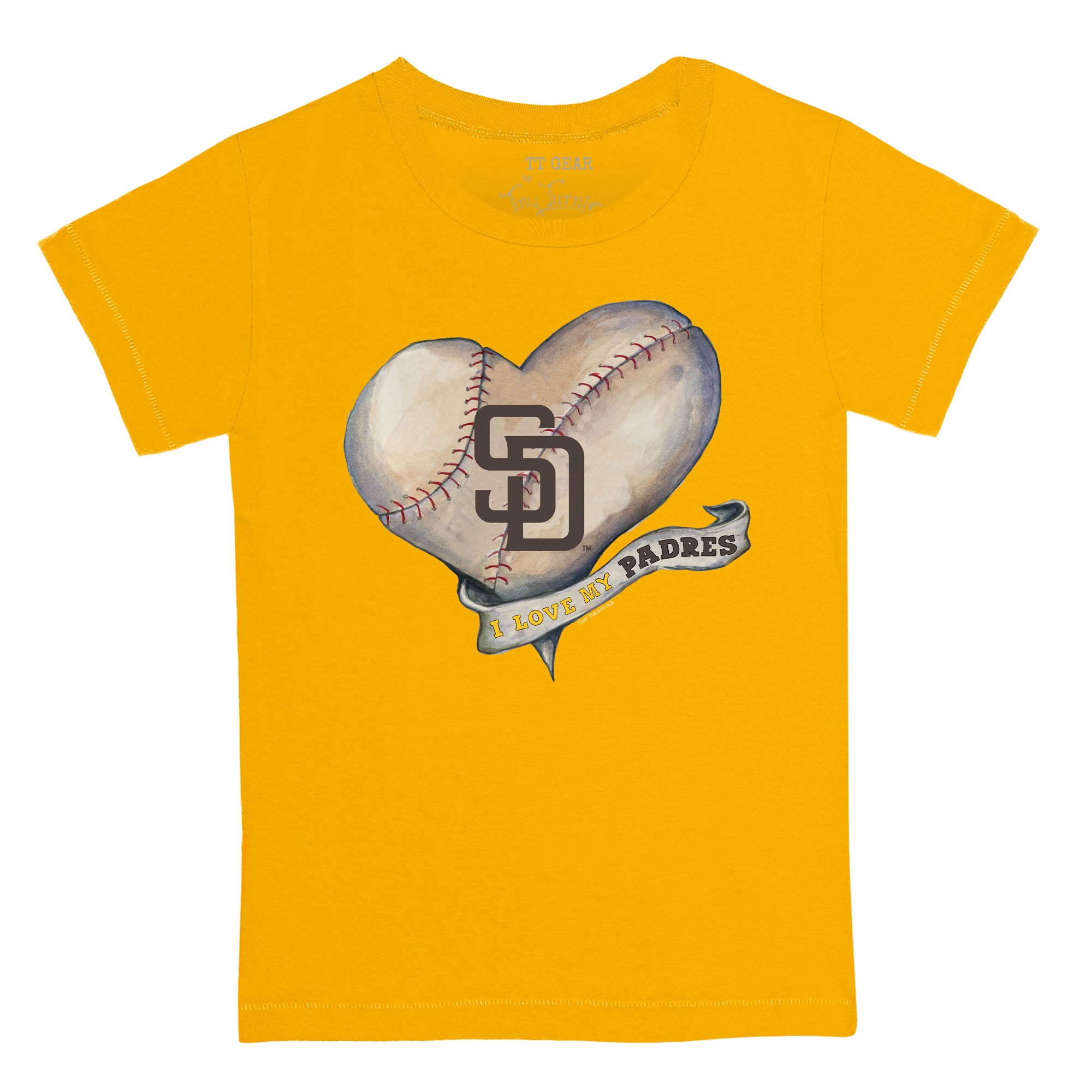 Women's Tiny Turnip Gold San Diego Padres Baseball Love T-Shirt