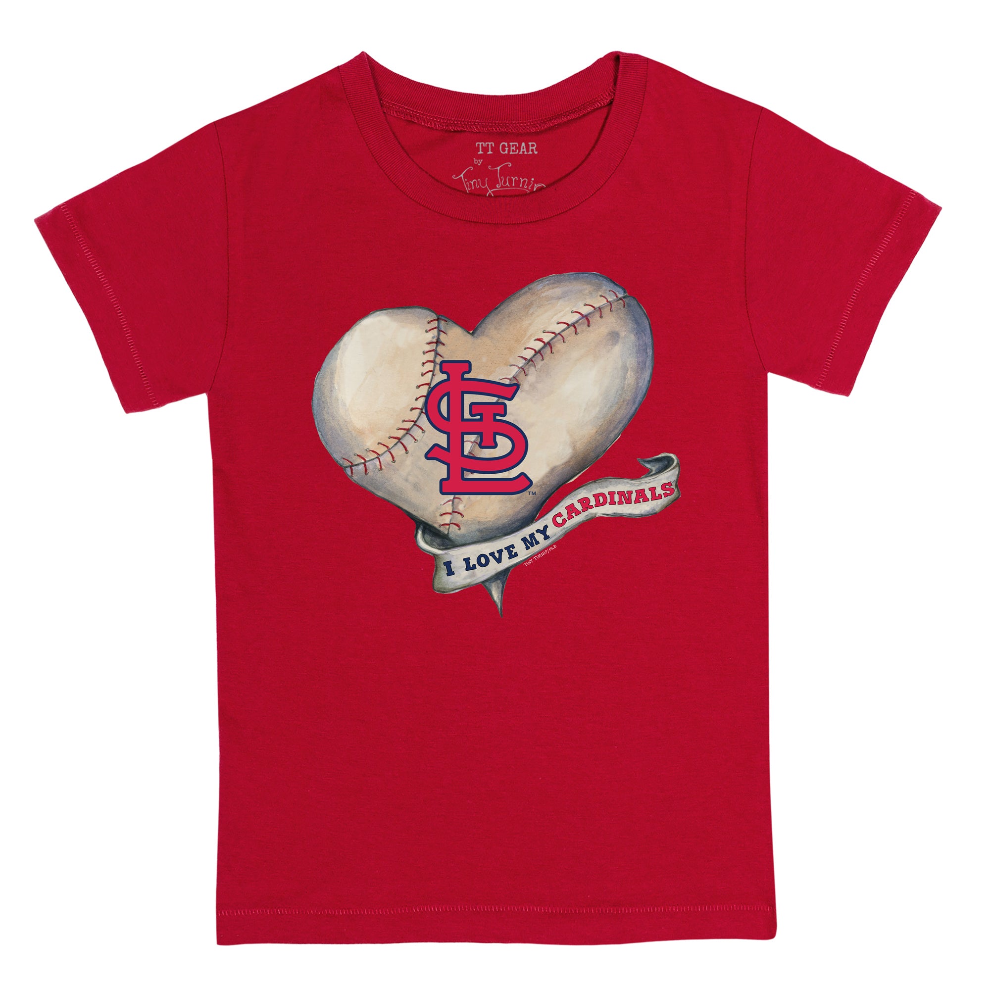 Toddler Tiny Turnip White St. Louis Cardinals Heart Banner T-Shirt Size:3T