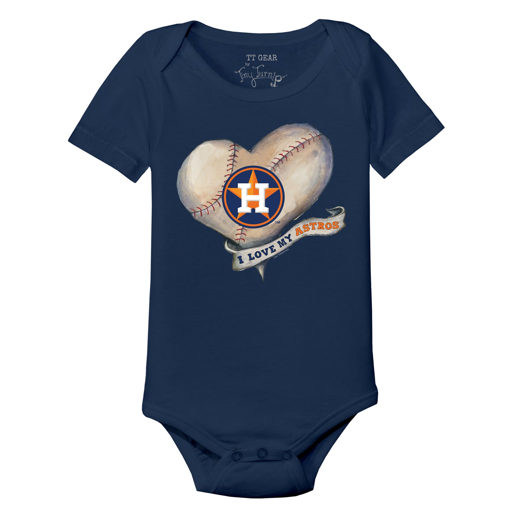 Houston Astros Baseball Heart Banner Short Sleeve Snapper