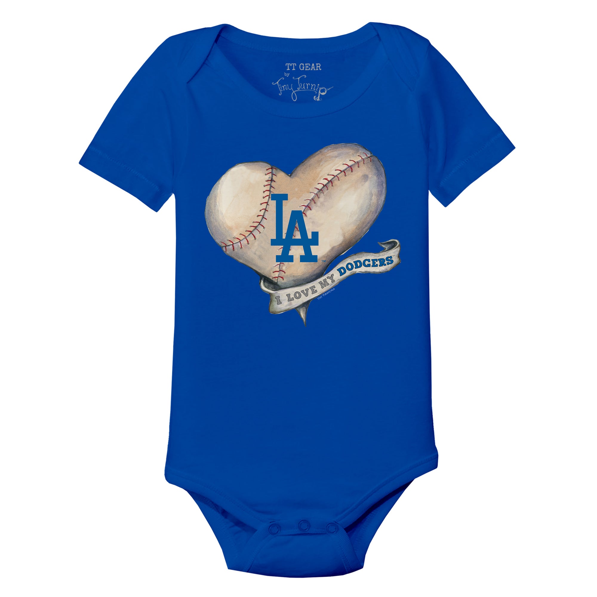 Los Angeles Dodgers Baseball Heart Banner Tee Shirt 12M / Royal Blue