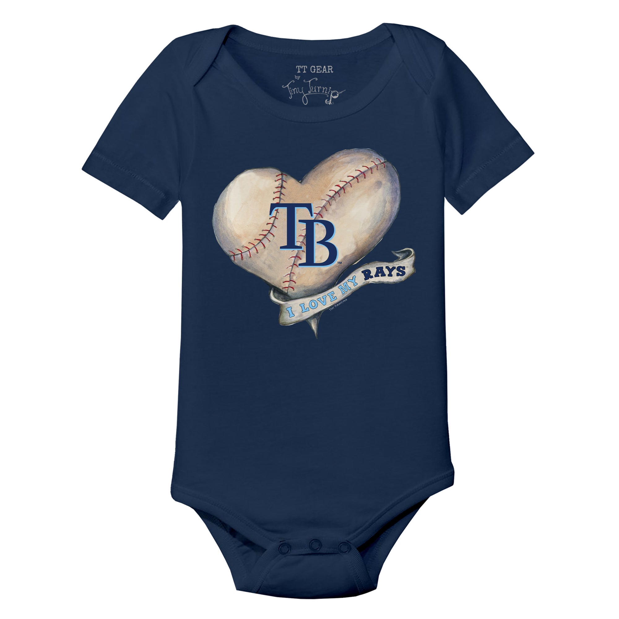 Girls Toddler Tiny Turnip Navy Tampa Bay Rays Heart Banner Fringe