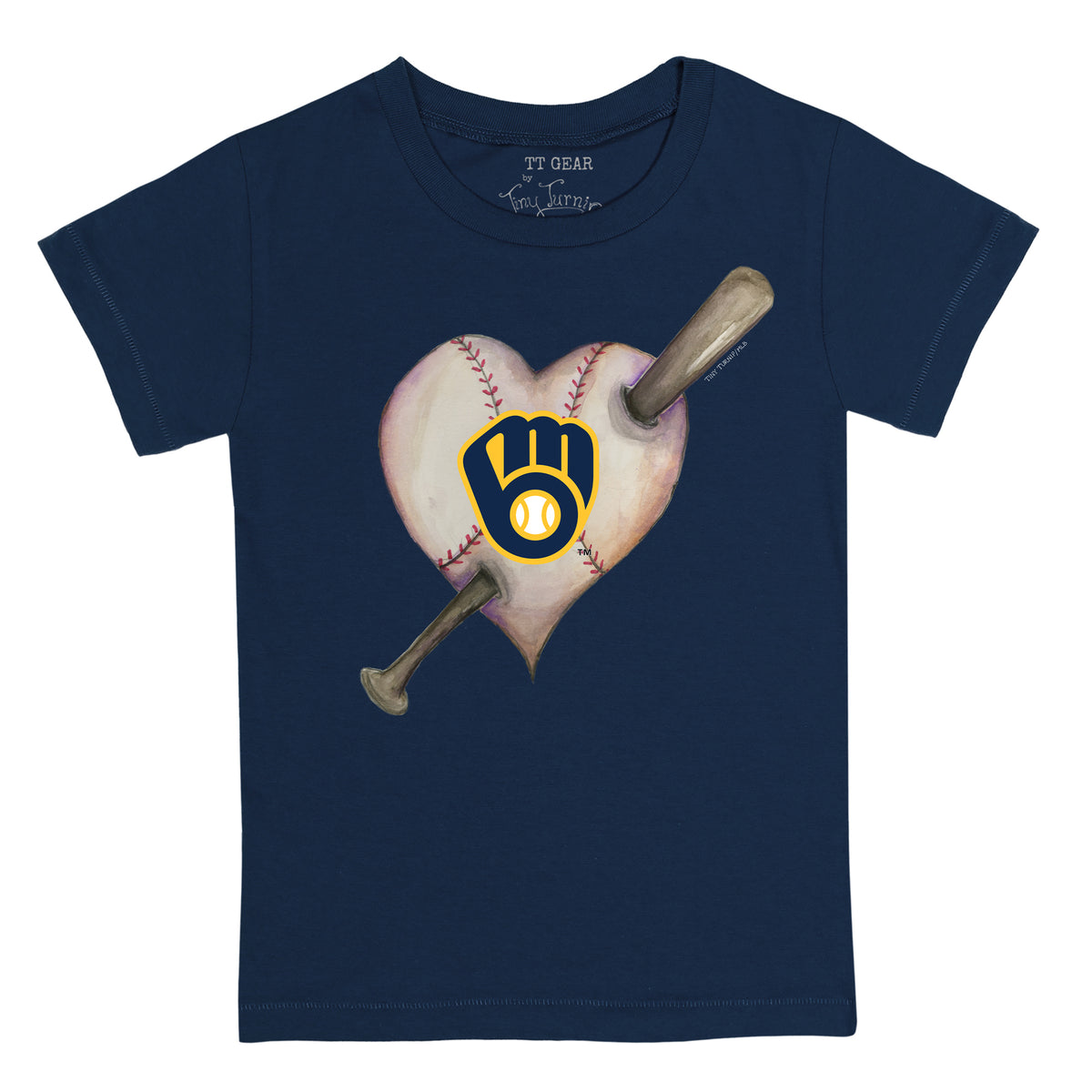 Milwaukee Brewers Heart Bat Tee Shirt