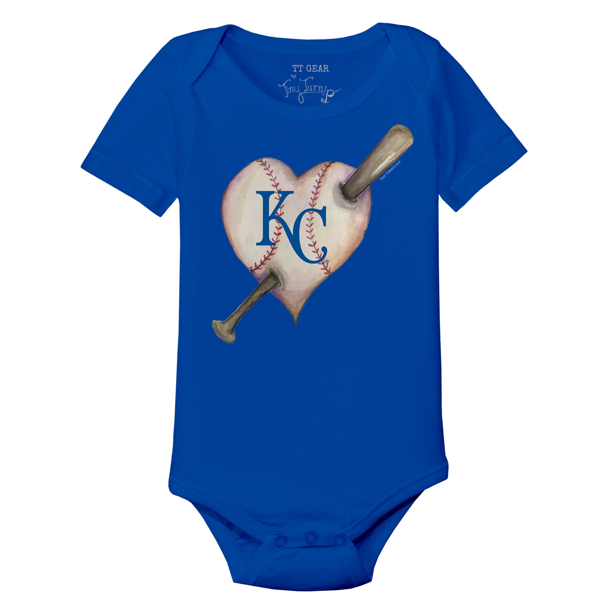 Kansas City Royals Tiny Turnip Toddler Hot Bats Raglan 3/4 Sleeve