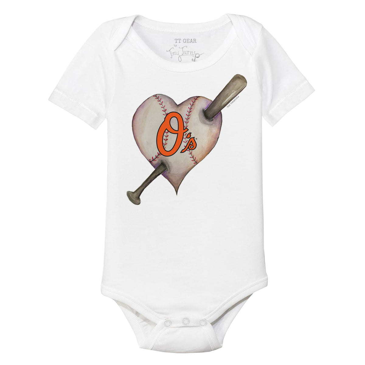 Baltimore Orioles Heart Bat Short Sleeve Snapper