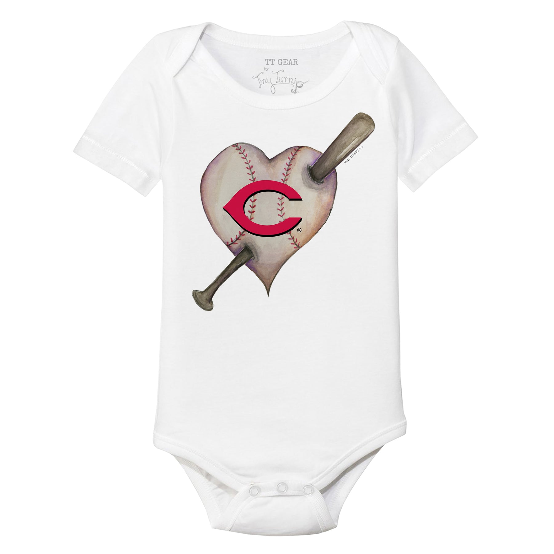 Cincinnati Reds Heart Bat Short Sleeve Snapper