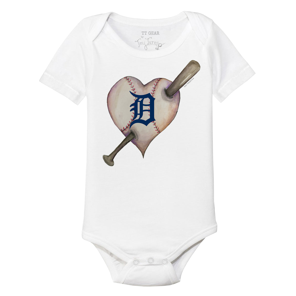 Detroit Tigers Heart Bat Short Sleeve Snapper