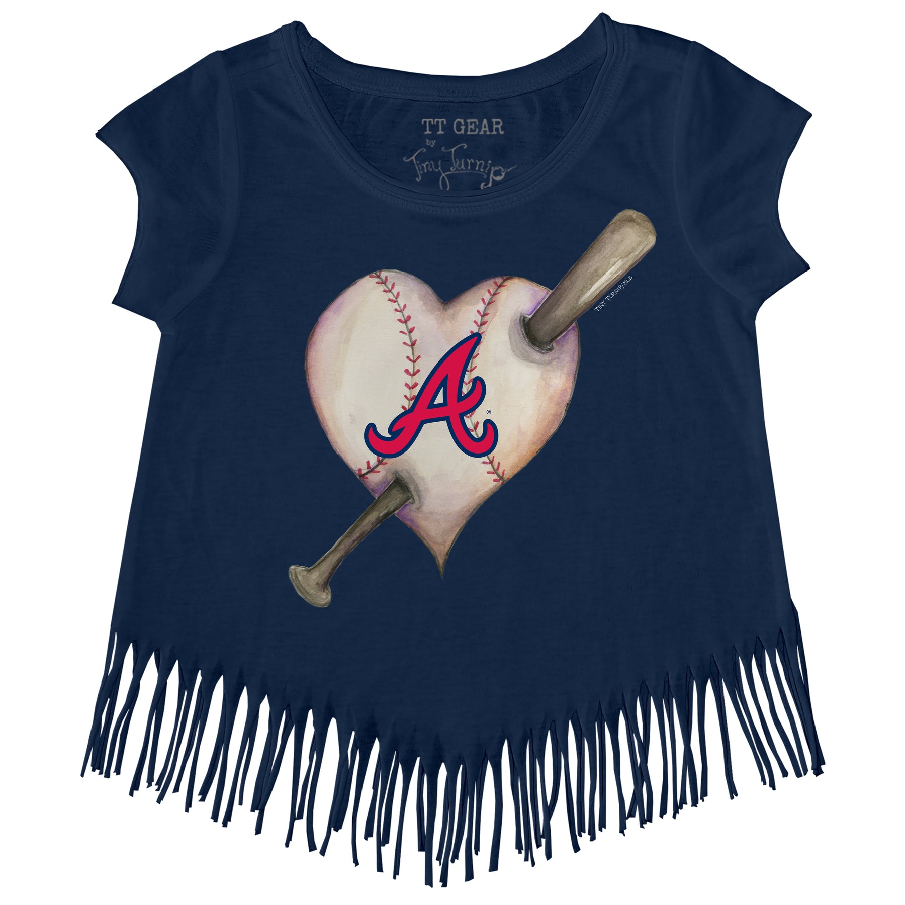 Atlanta Braves Heart Bat Fringe Tee