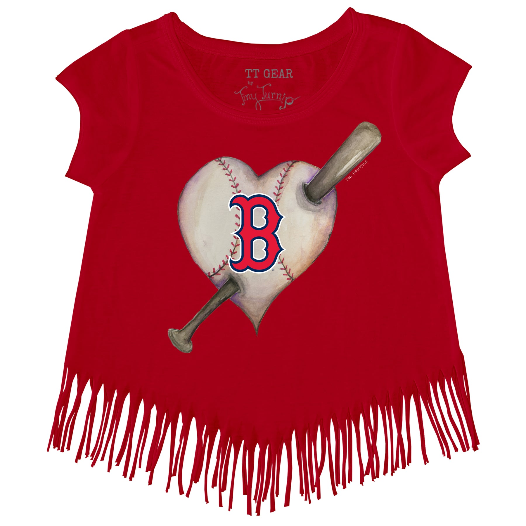 Boston Red Sox Heart Bat Fringe Tee