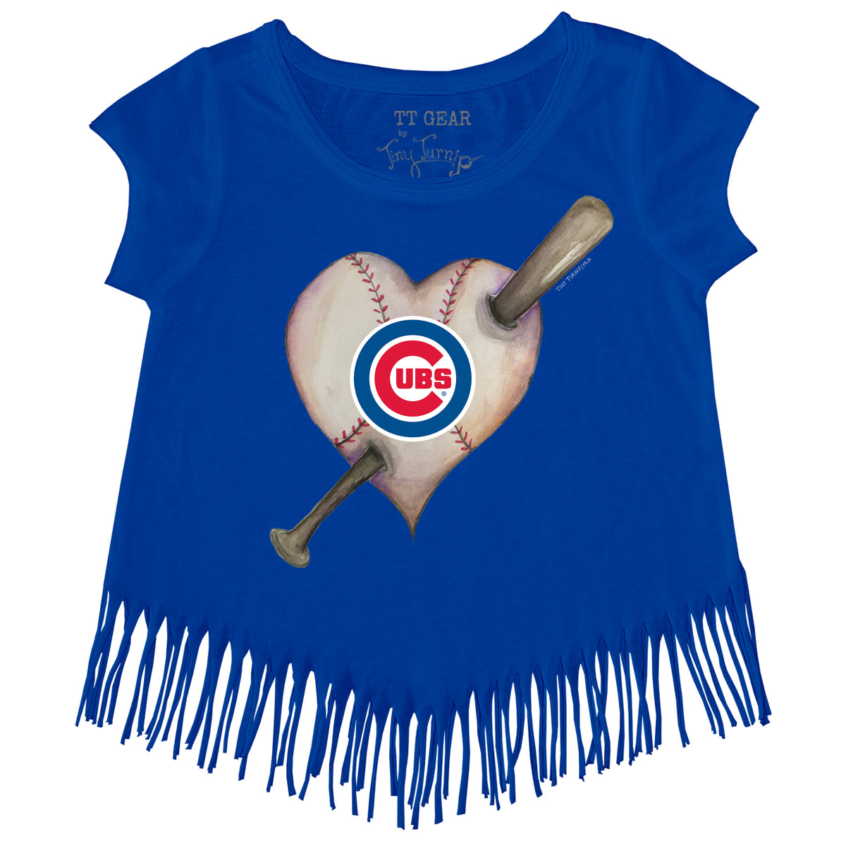 Chicago Cubs Heart Bat Fringe Tee