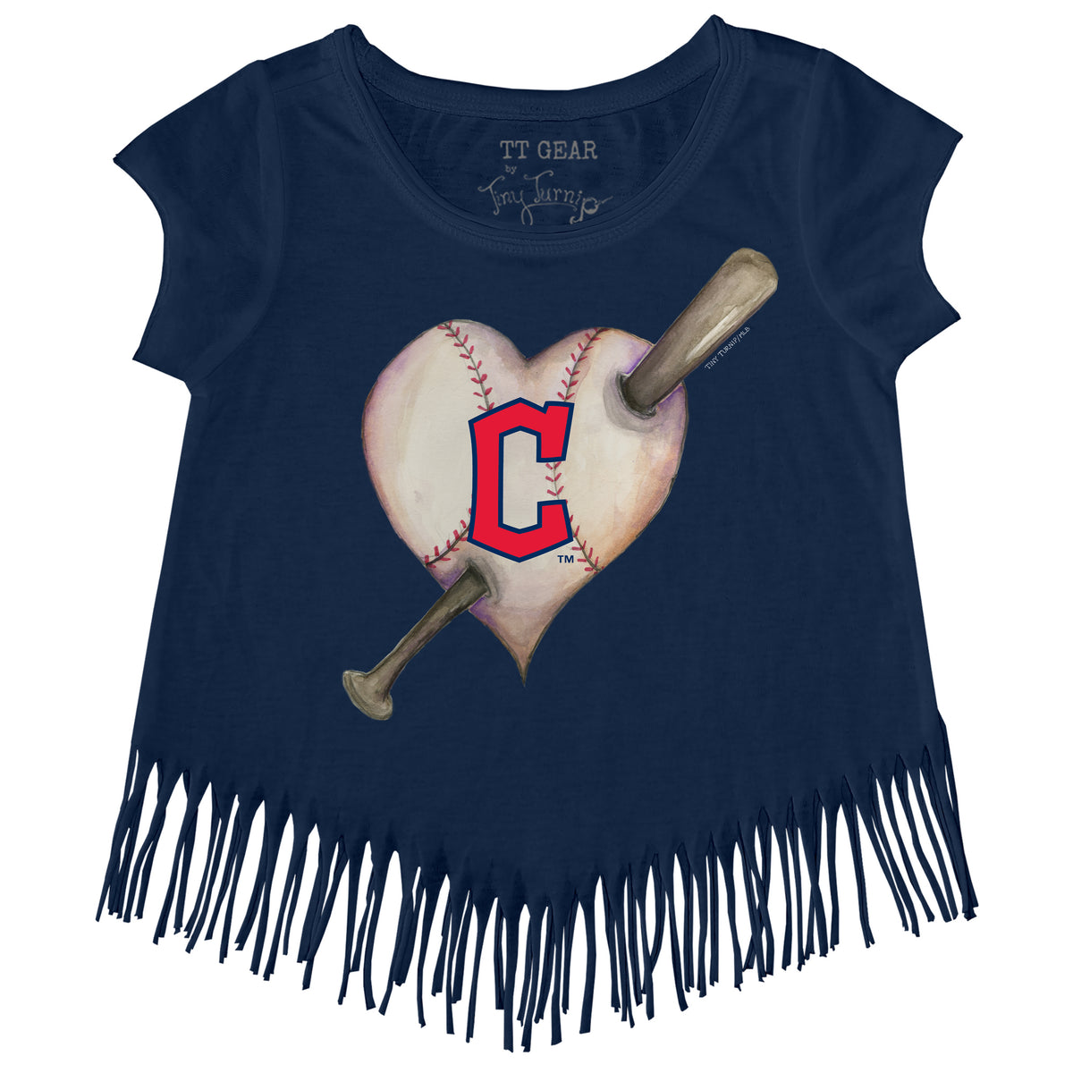 Cleveland Guardians Heart Bat Fringe Tee