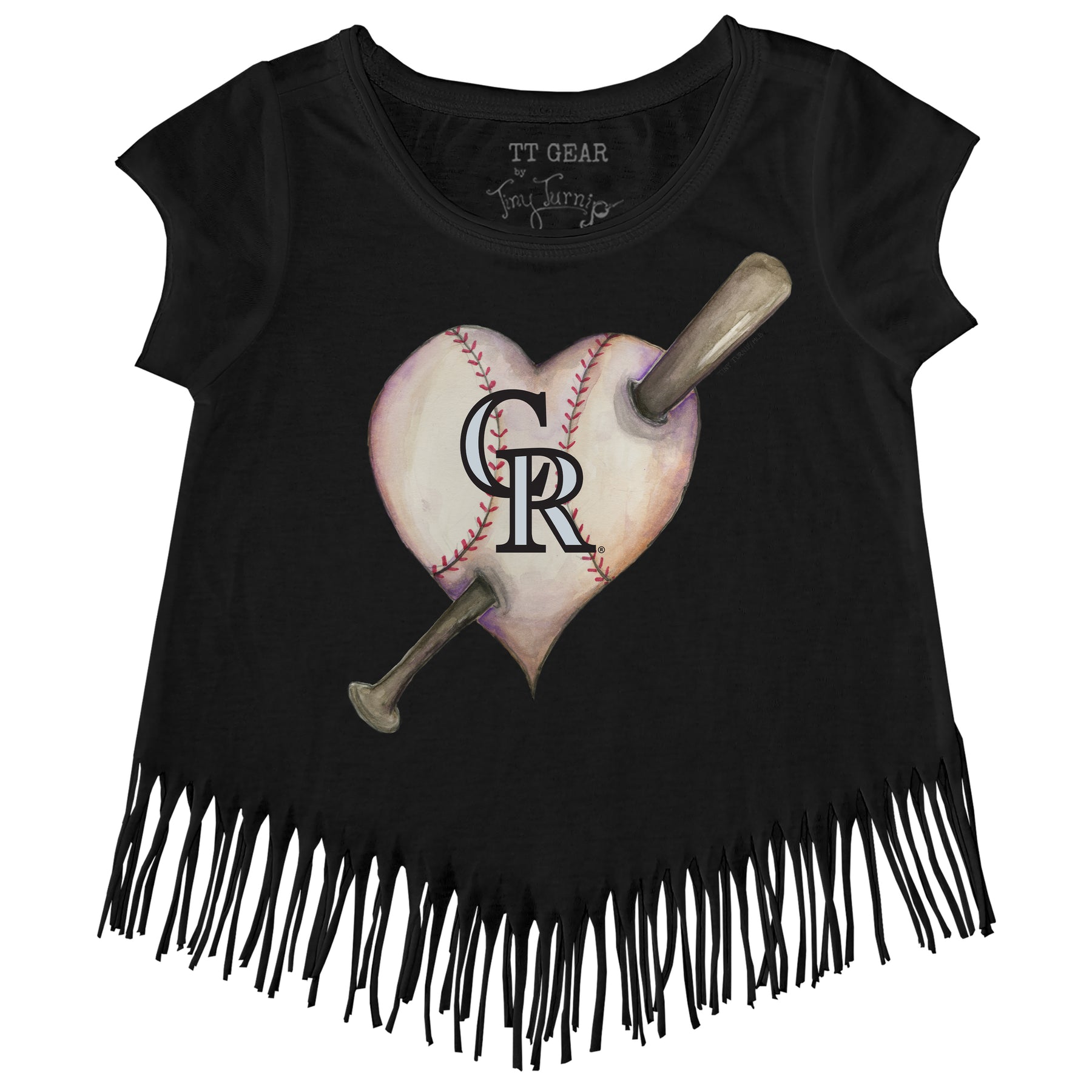 Colorado Rockies Heart Bat Fringe Tee