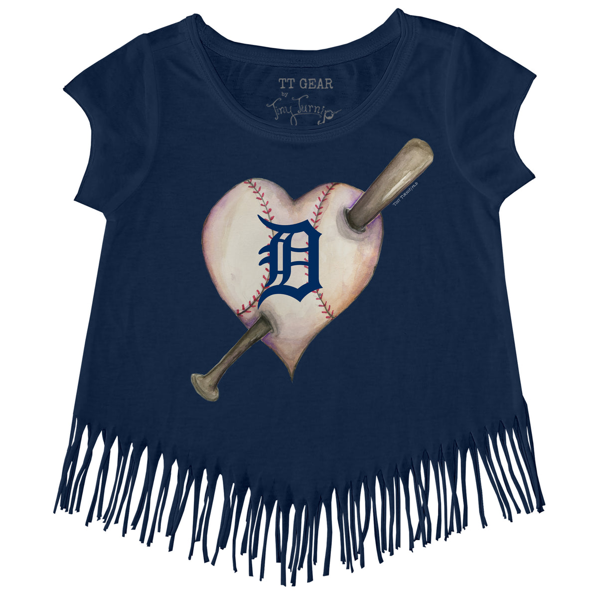 Detroit Tigers Heart Bat Fringe Tee