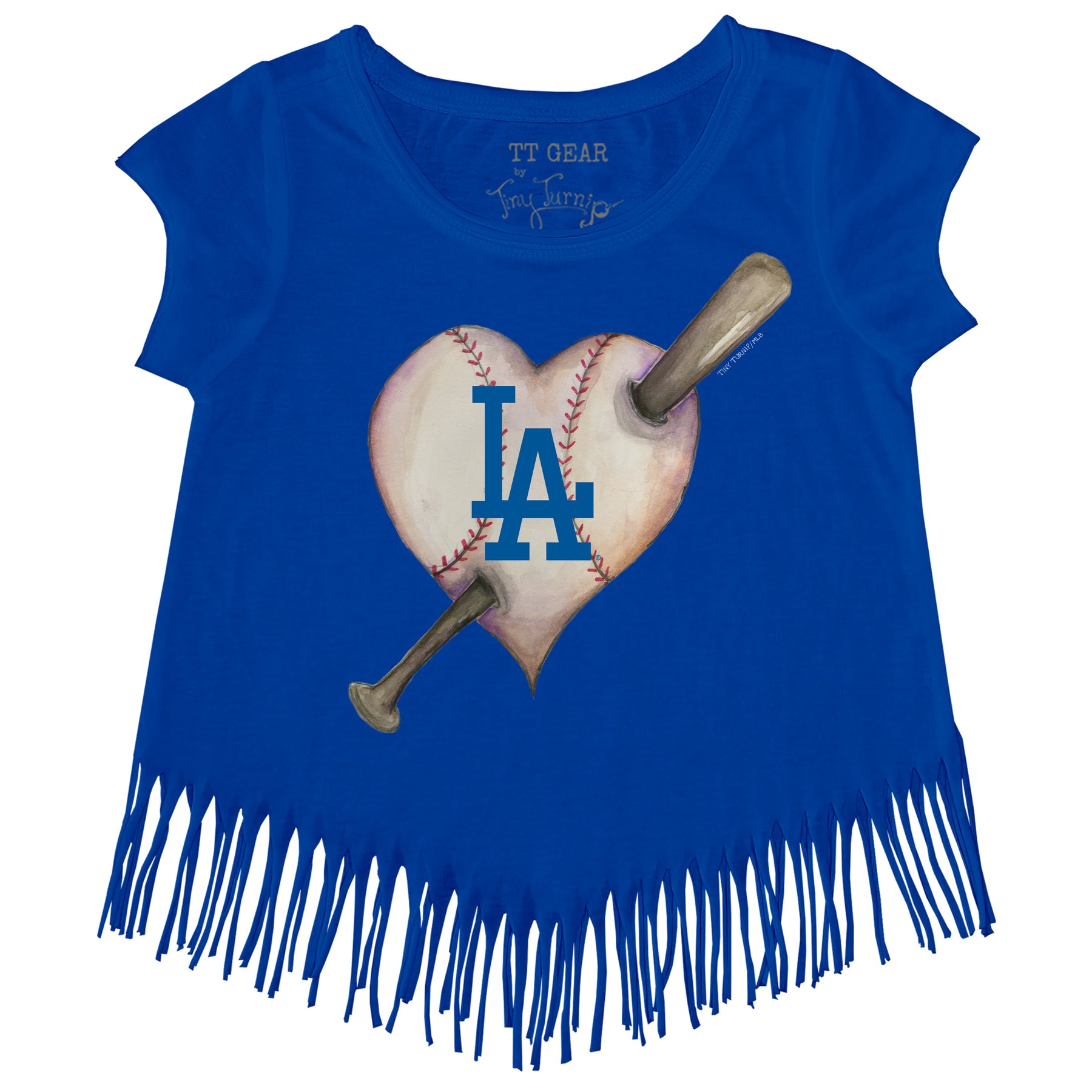 Los Angeles Dodgers Heart Bat Fringe Tee