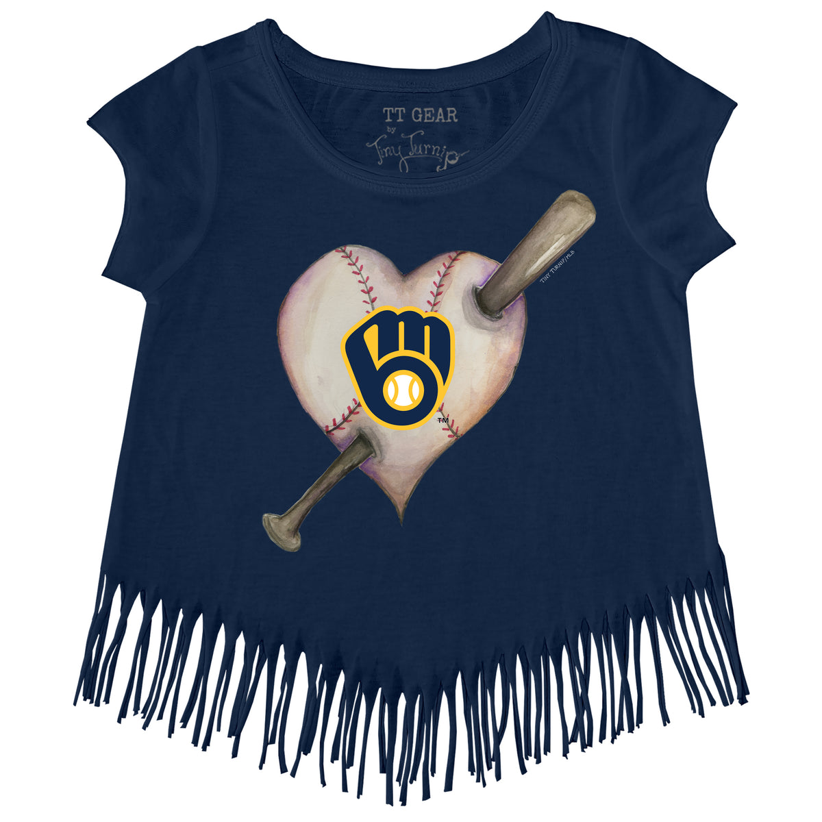 Milwaukee Brewers Heart Bat Fringe Tee