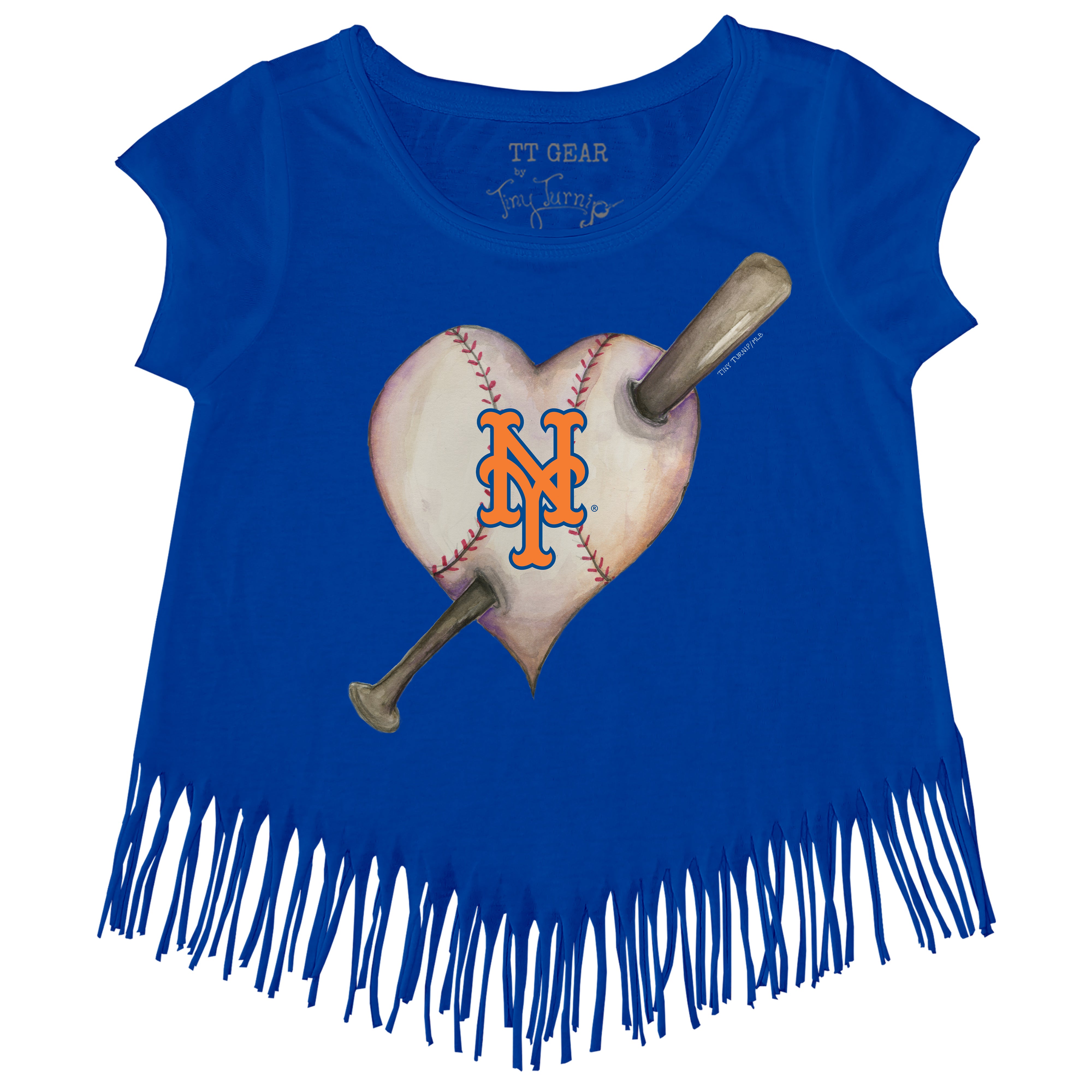 Seattle Mariners Tiny Turnip Girls Youth Tiara Heart Fringe T-Shirt - Navy