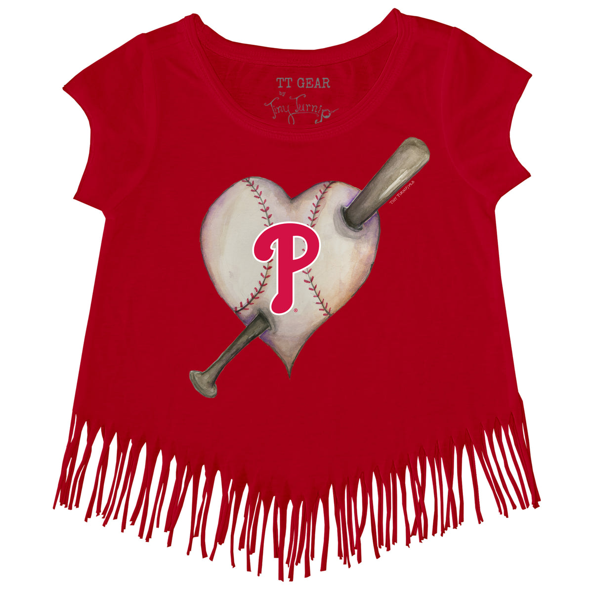 Philadelphia Phillies Heart Bat Fringe Tee