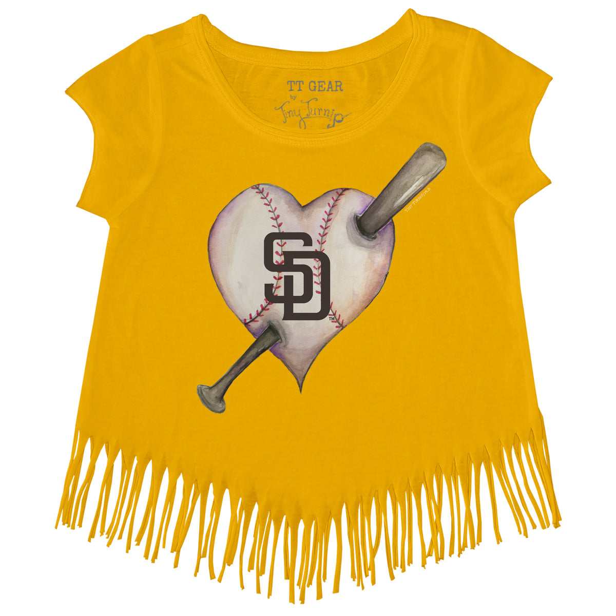 San Diego Padres Heart Bat Fringe Tee
